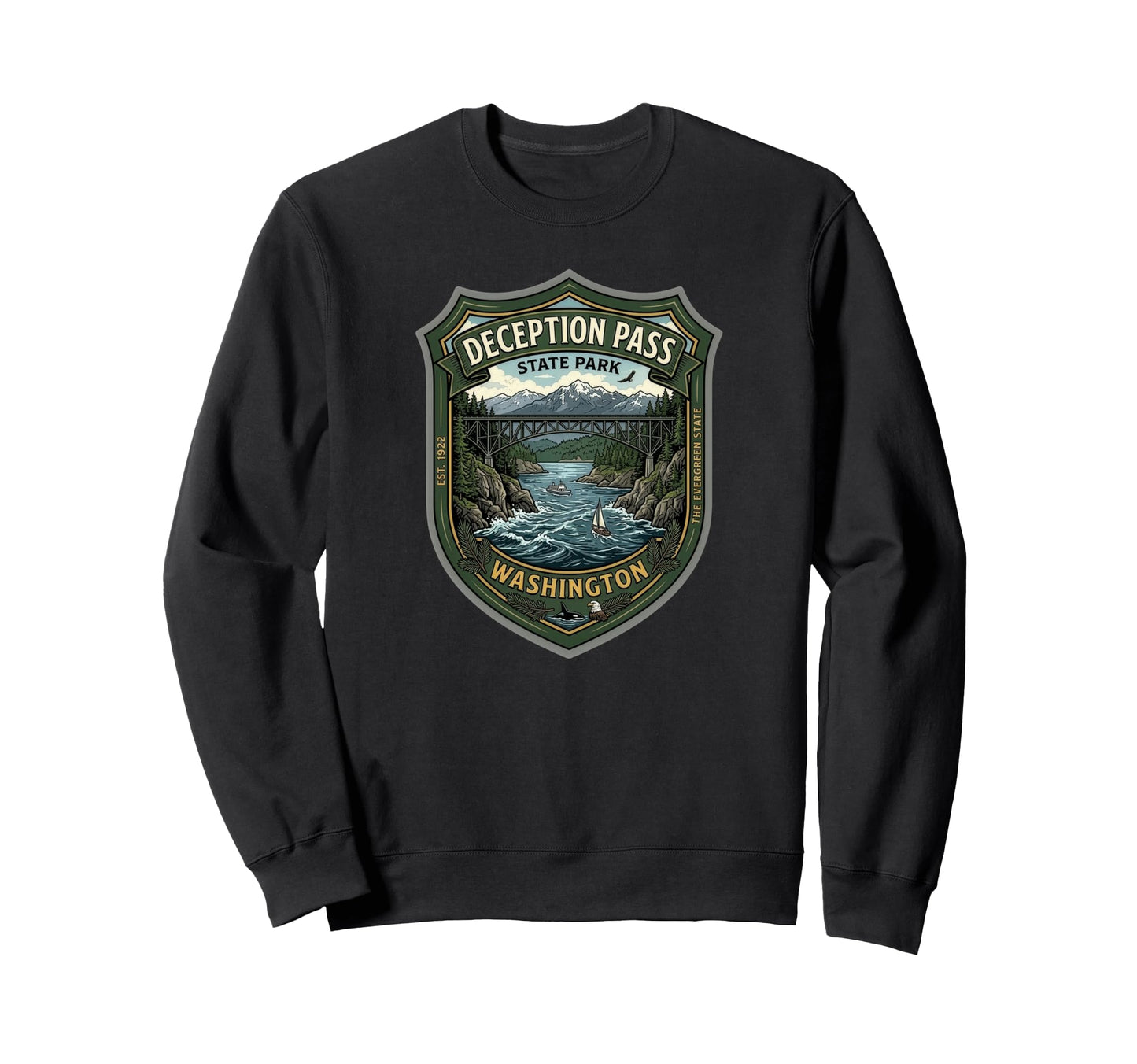 Deception Pass State Park Washington Sweatshirt - Graphic Print Men Women - T-Shirt, Sweatshirt, Hoodie