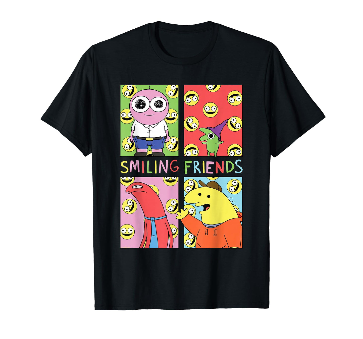 Smiling Friends Pop Art Character Grid T-Shirt - Minimalist Print Unisex - T-Shirt, Sweatshirt, Hoodie