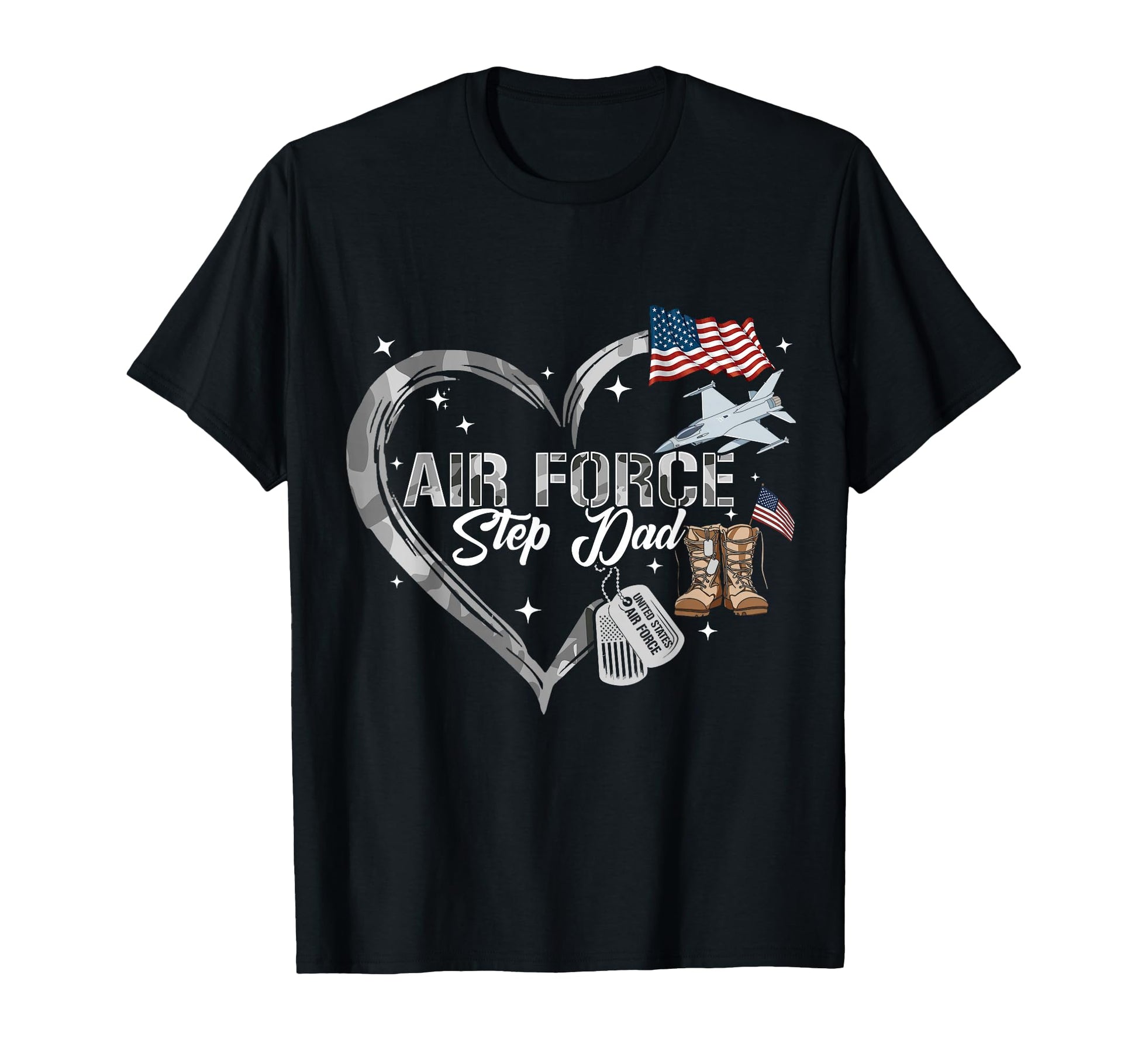 Proud Air Force Step Dad Us Camo T-Shirt - Custom Art Print for Adults - T-Shirt, Sweatshirt, Hoodie