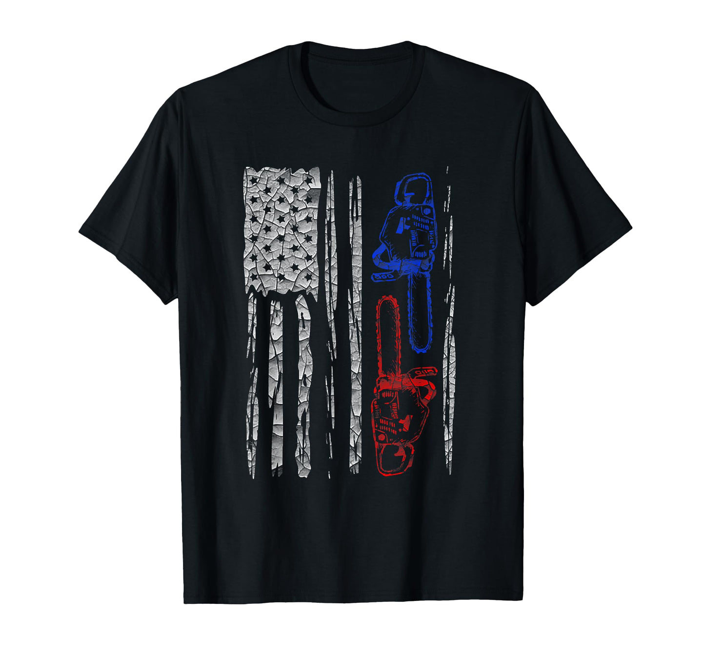 Us Flag Chainsaw Lumberjack Logger T-Shirt - Trendy Graphic for Adults - T-Shirt, Sweatshirt, Hoodie