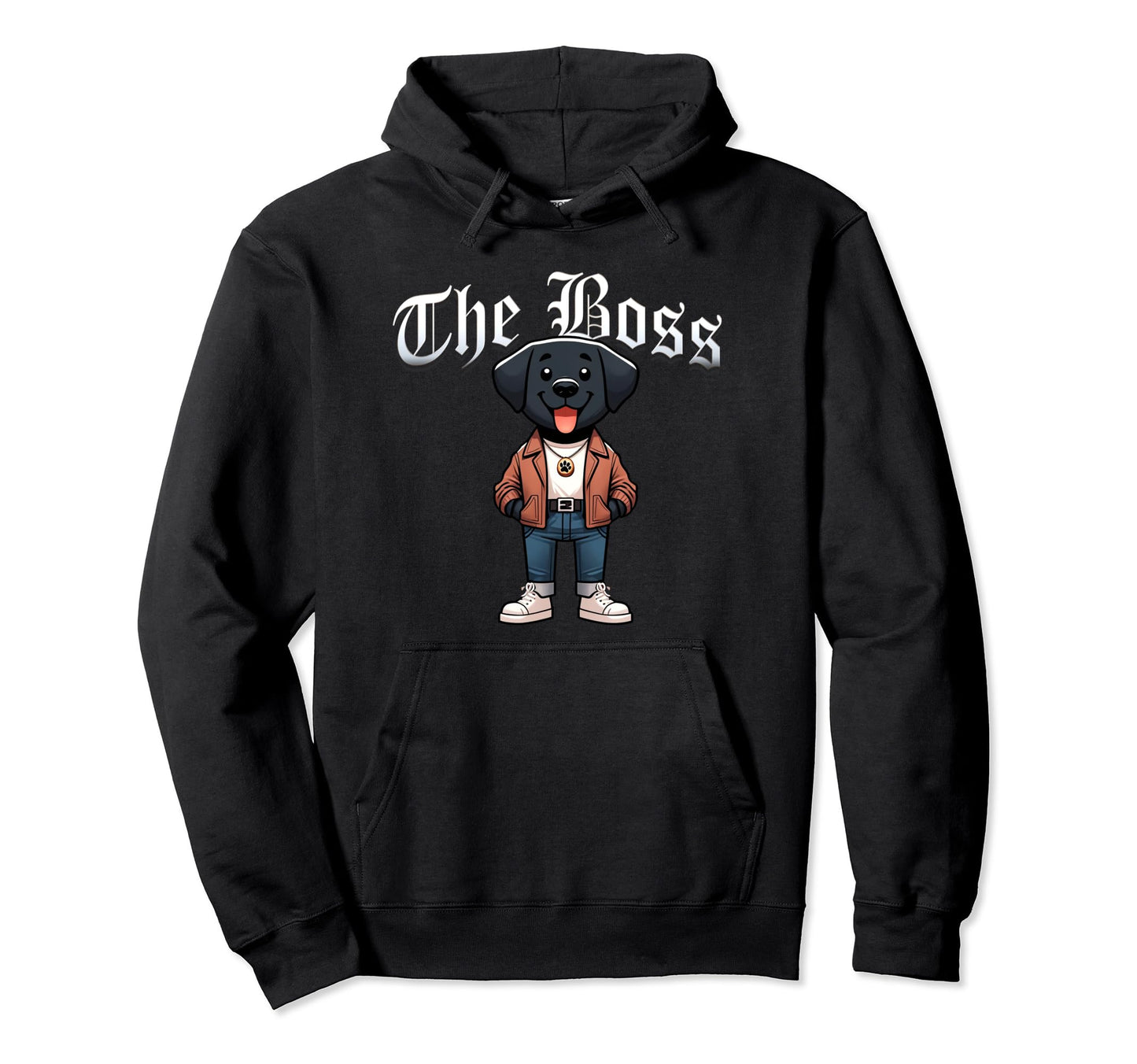 Black Labrador Dog Boss Jacket Outfit Hoodie - Unique Graphic for Adults - T-Shirt, Sweatshirt, Hoodie