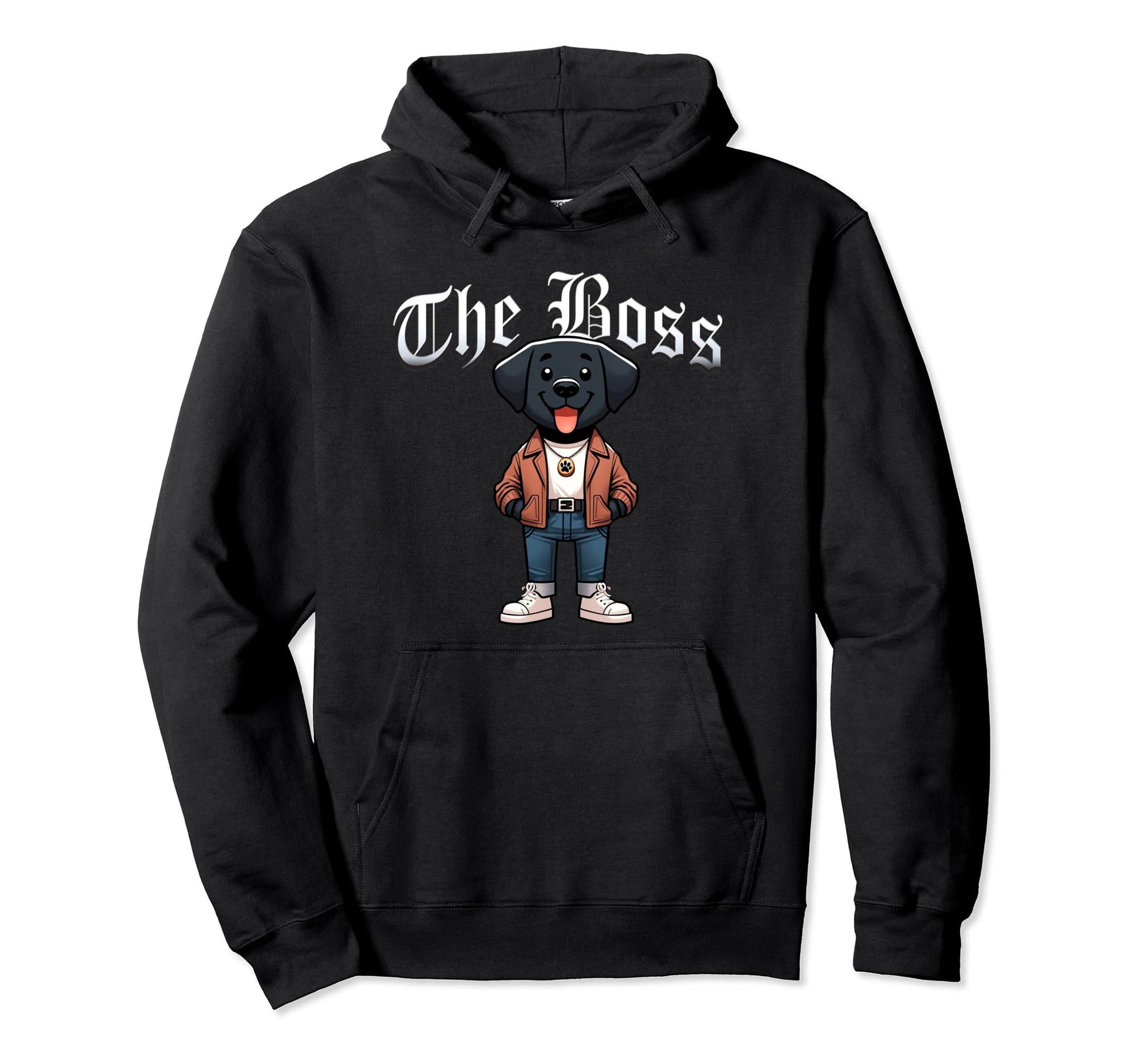 Black Labrador Dog Boss Jacket Outfit Hoodie - Unique Graphic for Adults - T-Shirt, Sweatshirt, Hoodie