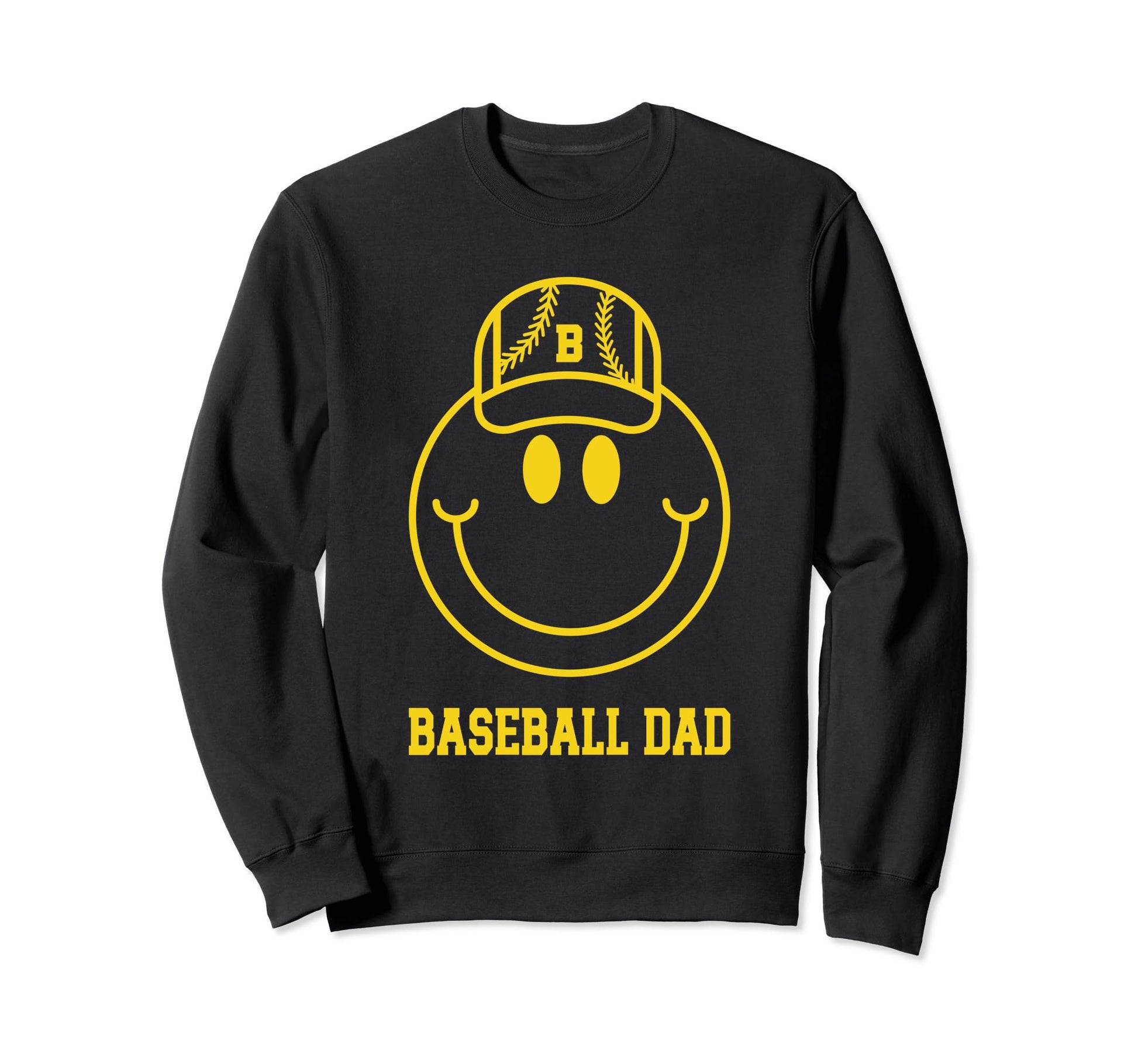 Baseball Dad Smile Face Varsity Happy Sweatshirt - Streetwear Style Unisex - T-Shirt, Sweatshirt, Hoodie