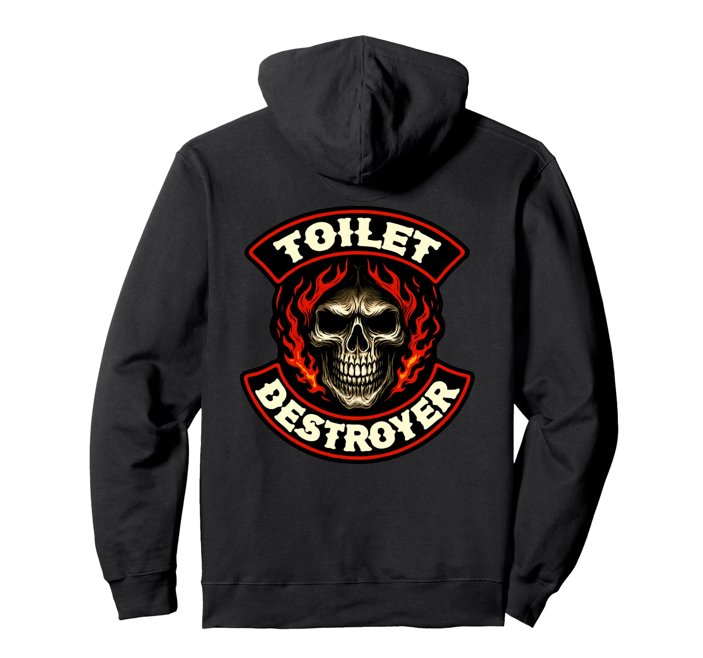 Toilet Destroyer Skull Biker Patch Hoodie - Minimalist Print for Adults - T-Shirt, Sweatshirt, Hoodie