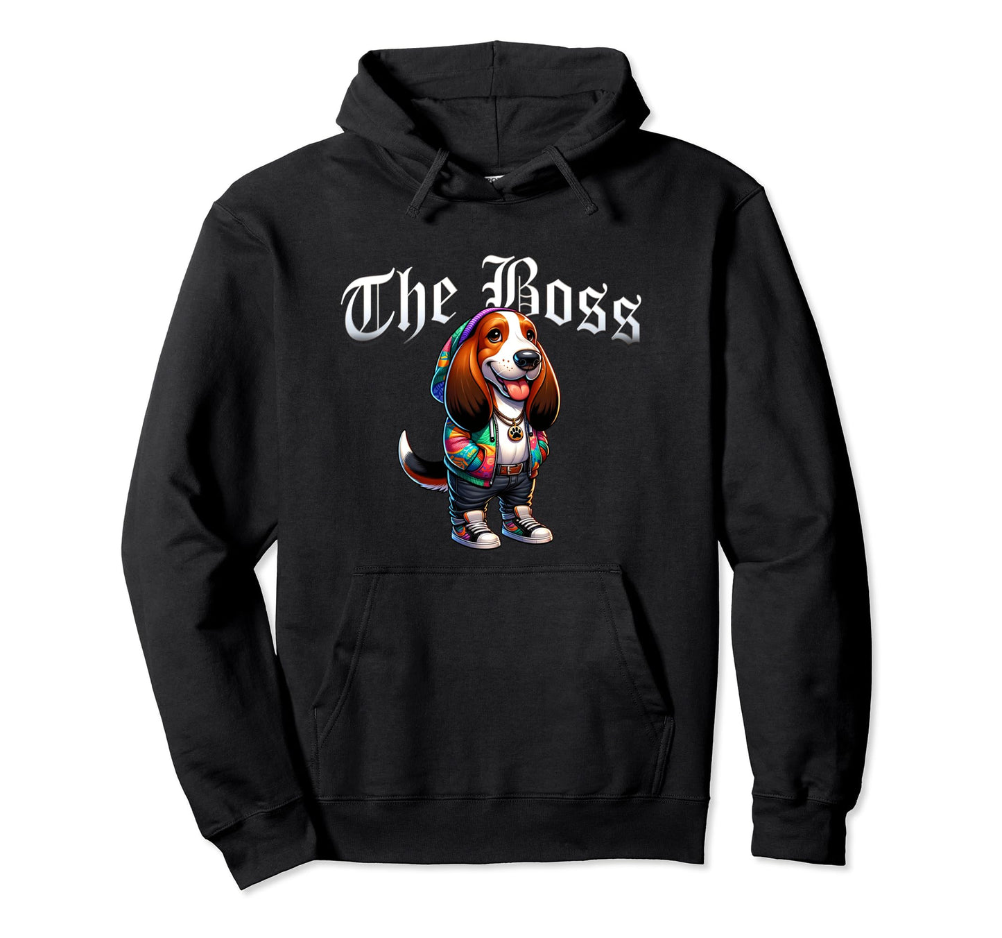 Basset Hound Dog Boss Jacket Outfit Dog Mom Hoodie - Graphic Print Unisex - T-Shirt, Sweatshirt, Hoodie