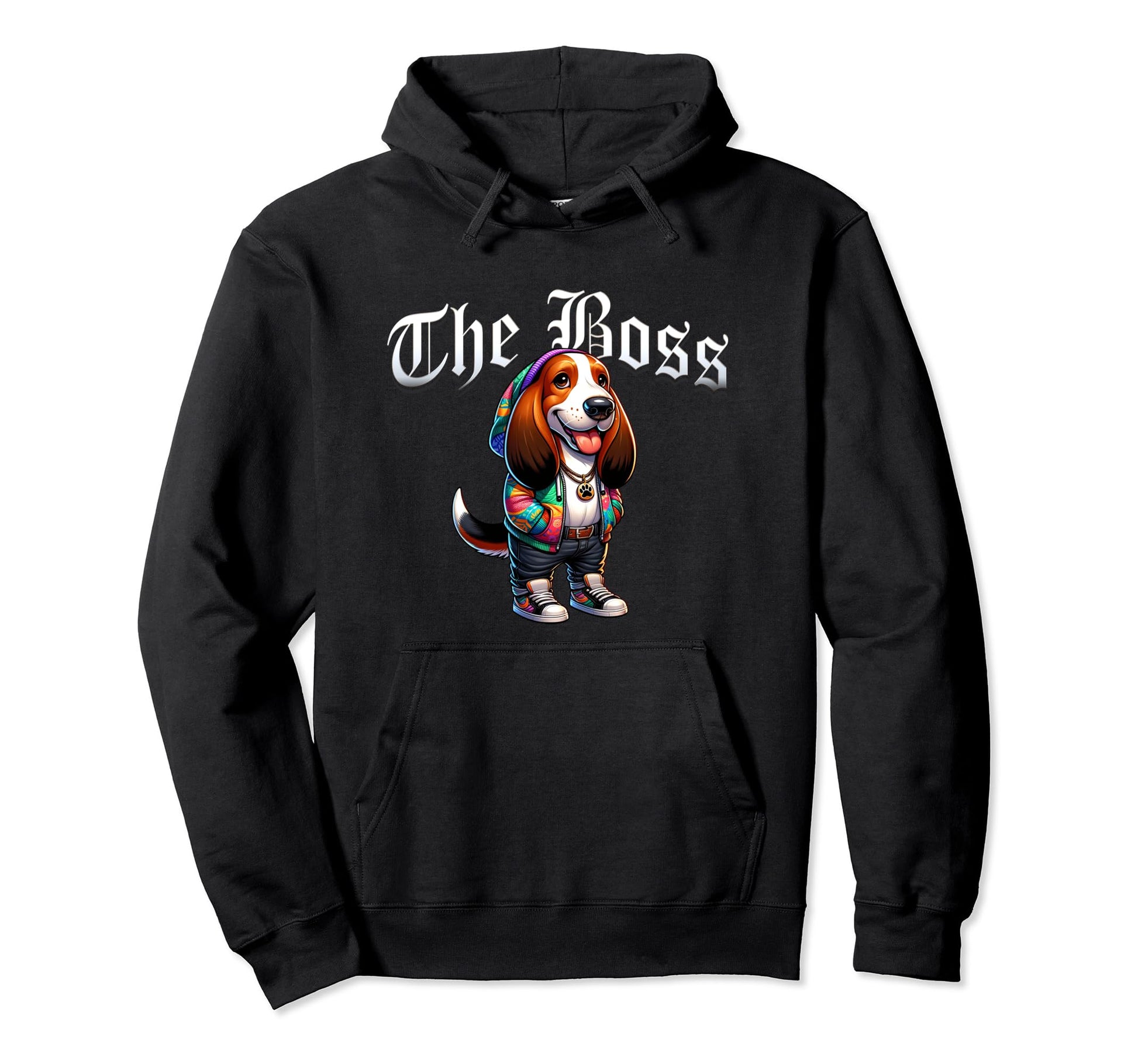 Basset Hound Dog Boss Jacket Outfit Dog Mom Hoodie - Graphic Print Unisex - T-Shirt, Sweatshirt, Hoodie
