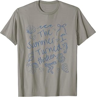 Summer I Turned Thirteen 13th Birthday Seashell Coastal Bow T-Shirt Unisex T-shirt, Sweatshirt, Hoodie, Long Sleeve Tee - T-Shirt, Sweatshirt, Hoodie