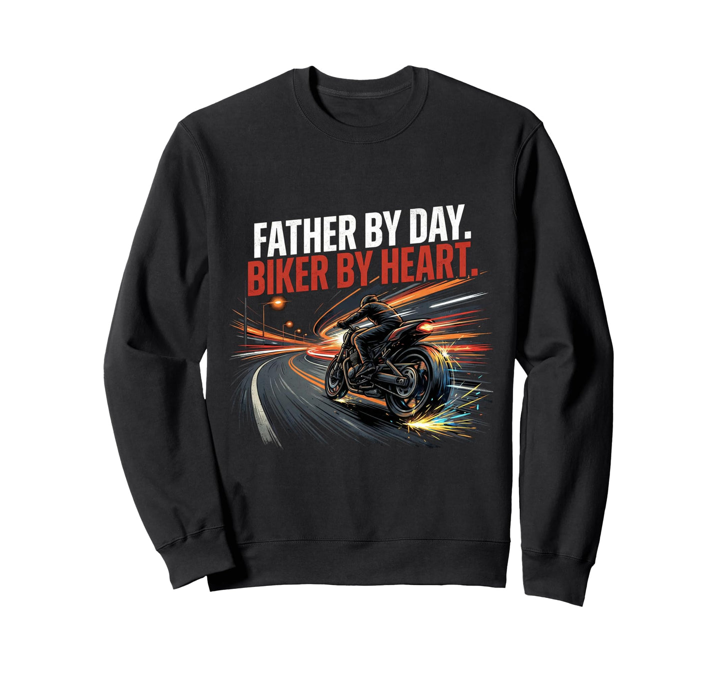 Motorcycle Papa Rider Biker Dad Gift Sweatshirt - Graphic Print Men Women - T-Shirt, Sweatshirt, Hoodie