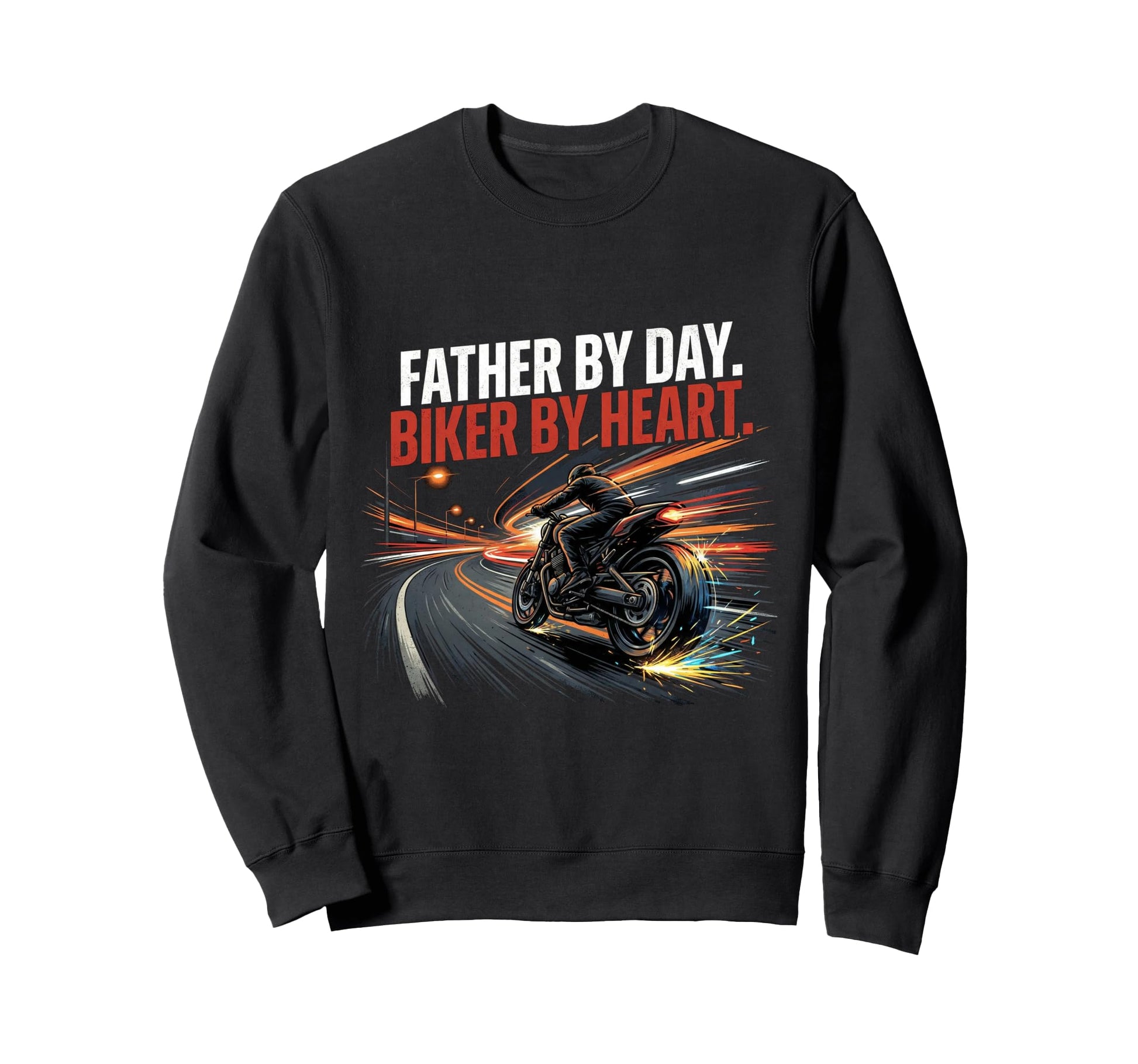 Motorcycle Papa Rider Biker Dad Gift Sweatshirt - Graphic Print Men Women - T-Shirt, Sweatshirt, Hoodie