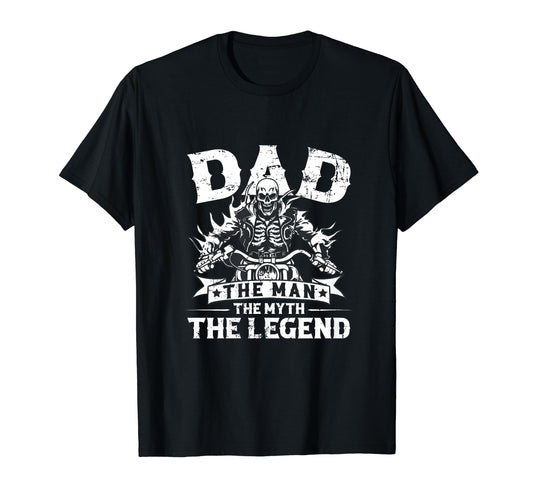 Biker Dad Dad Myth Legend Motorcycle T-Shirt - Fun Novelty Design Men Women - T-Shirt, Sweatshirt, Hoodie