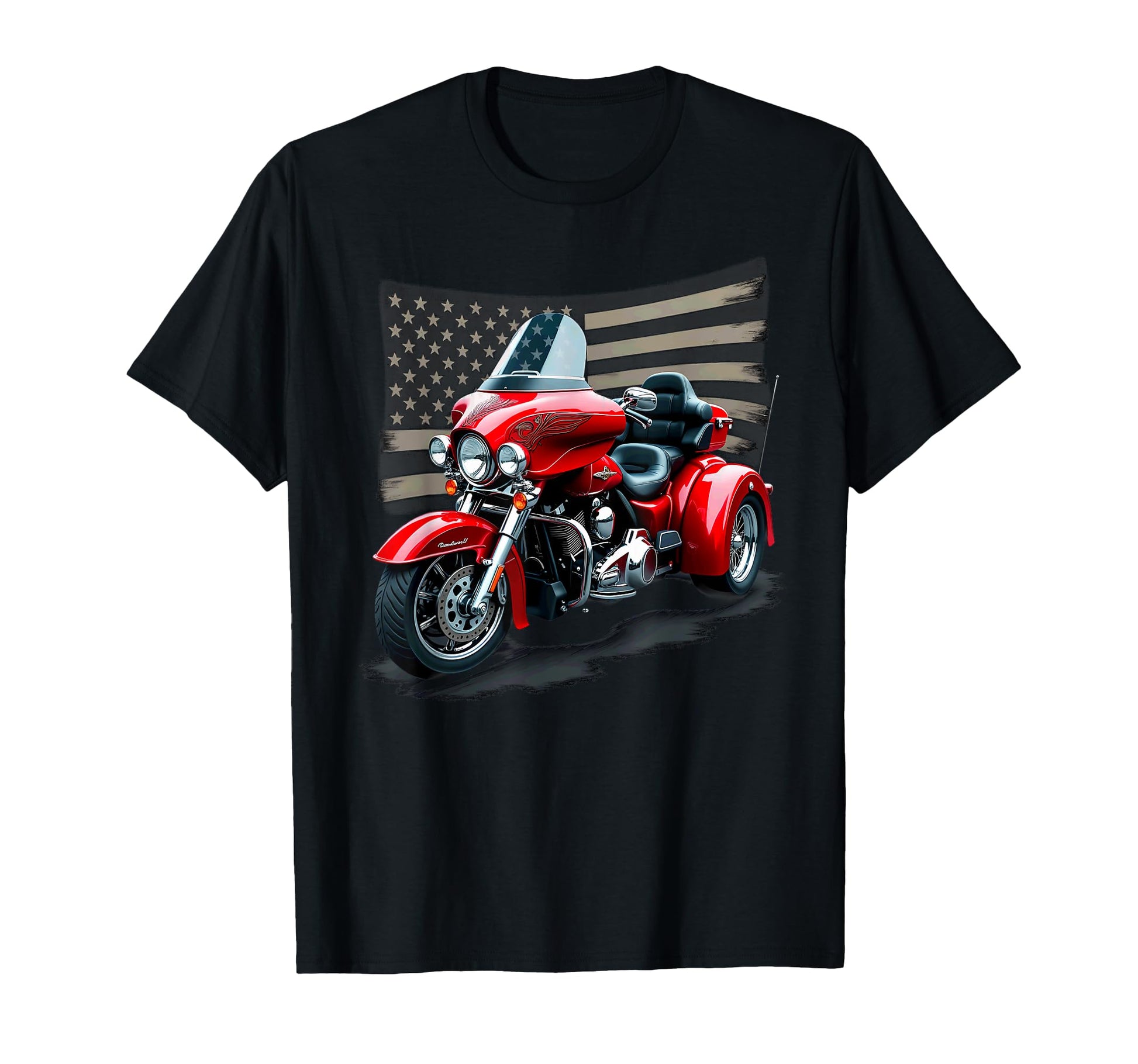 Patriotic Us Flag Motorcycle Trike Biker T-Shirt - Streetwear Style Unisex - T-Shirt, Sweatshirt, Hoodie