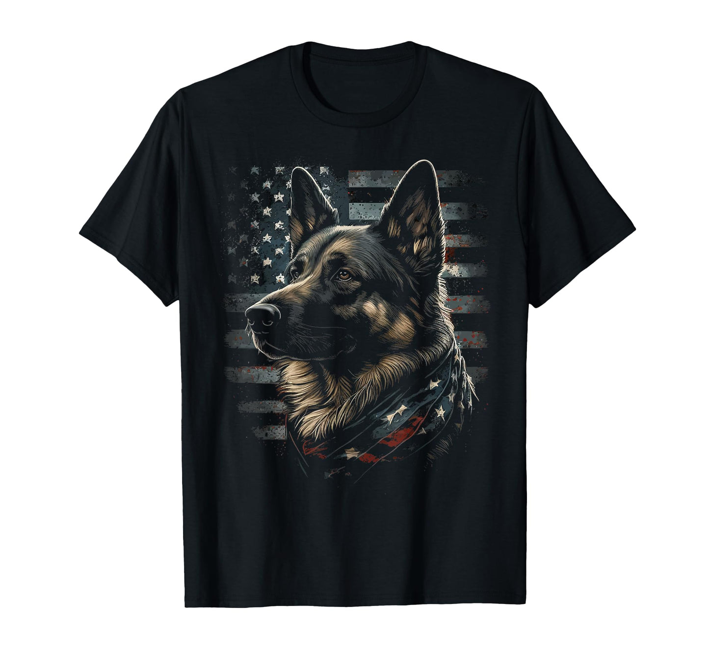 German Shepherd Usa Flag Patriotic T-Shirt - Graphic Print Men Women - T-Shirt, Sweatshirt, Hoodie