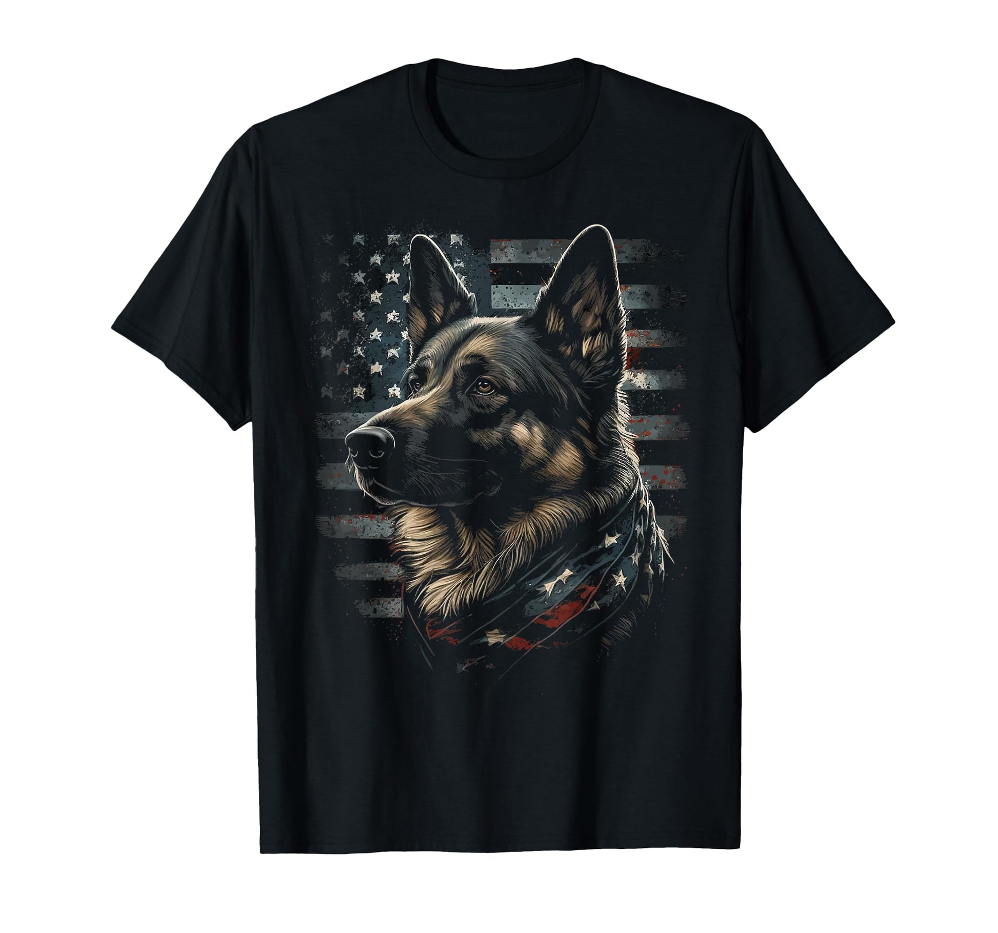 German Shepherd Usa Flag Patriotic T-Shirt - Graphic Print Men Women - T-Shirt, Sweatshirt, Hoodie