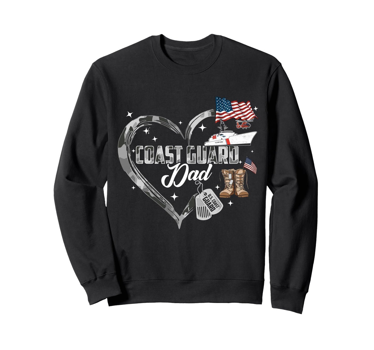 Proud Coast Guard Dad Camo Heart Sweatshirt - Graphic Print for Adults - T-Shirt, Sweatshirt, Hoodie