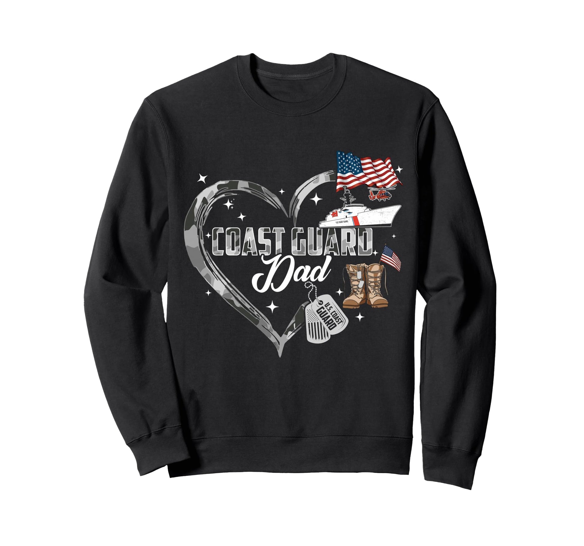 Proud Coast Guard Dad Camo Heart Sweatshirt - Graphic Print for Adults - T-Shirt, Sweatshirt, Hoodie