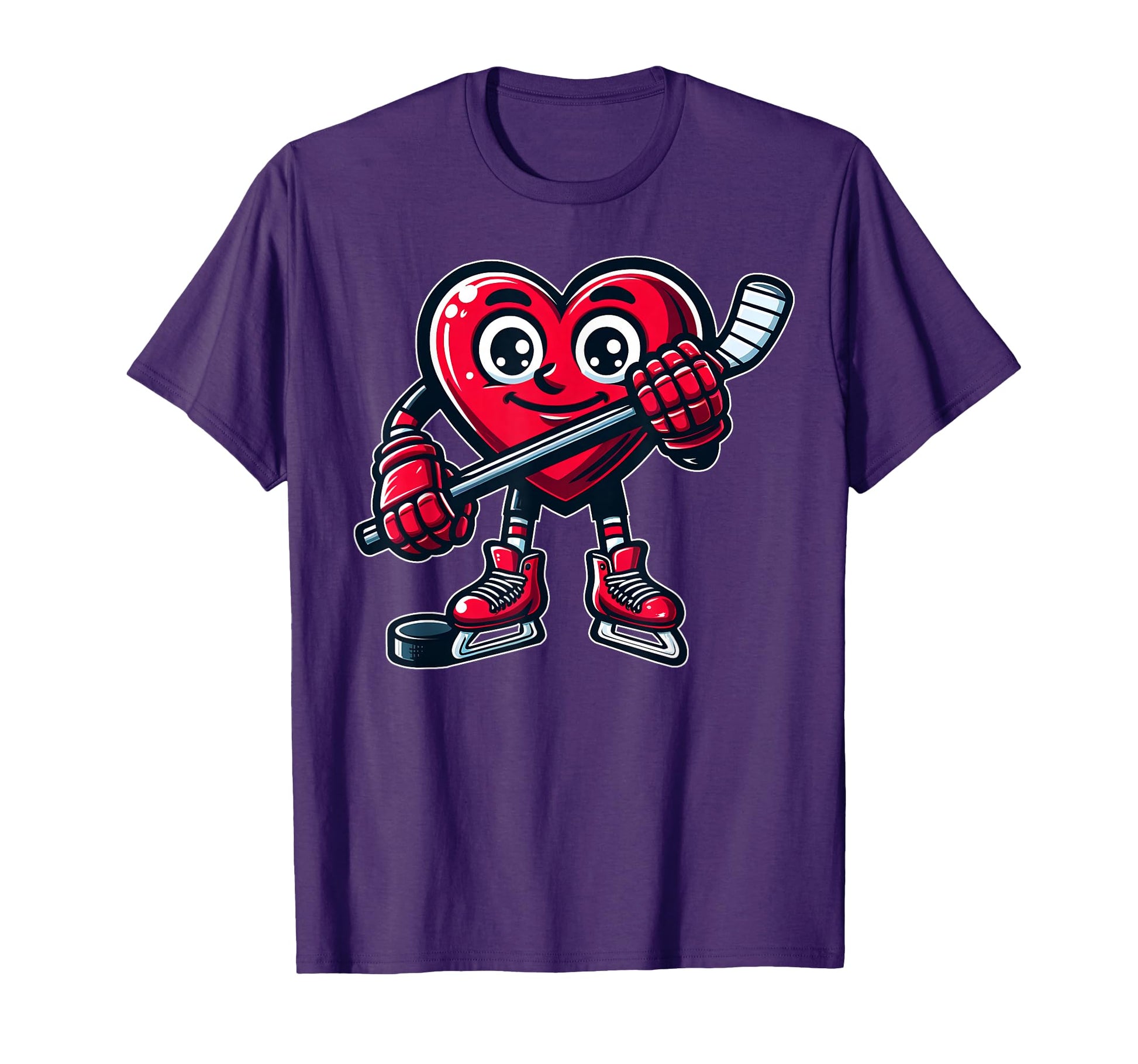Valentines Day Heart Ice Hockey Player T-Shirt - Graphic Print Men Women - T-Shirt, Sweatshirt, Hoodie