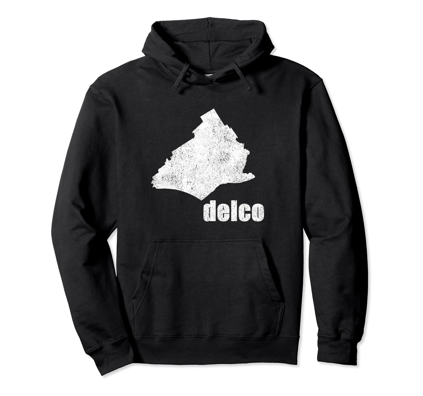 Delaware Country Delco Pa Map Distressed Hoodie - Novelty Apparel Unisex - T-Shirt, Sweatshirt, Hoodie