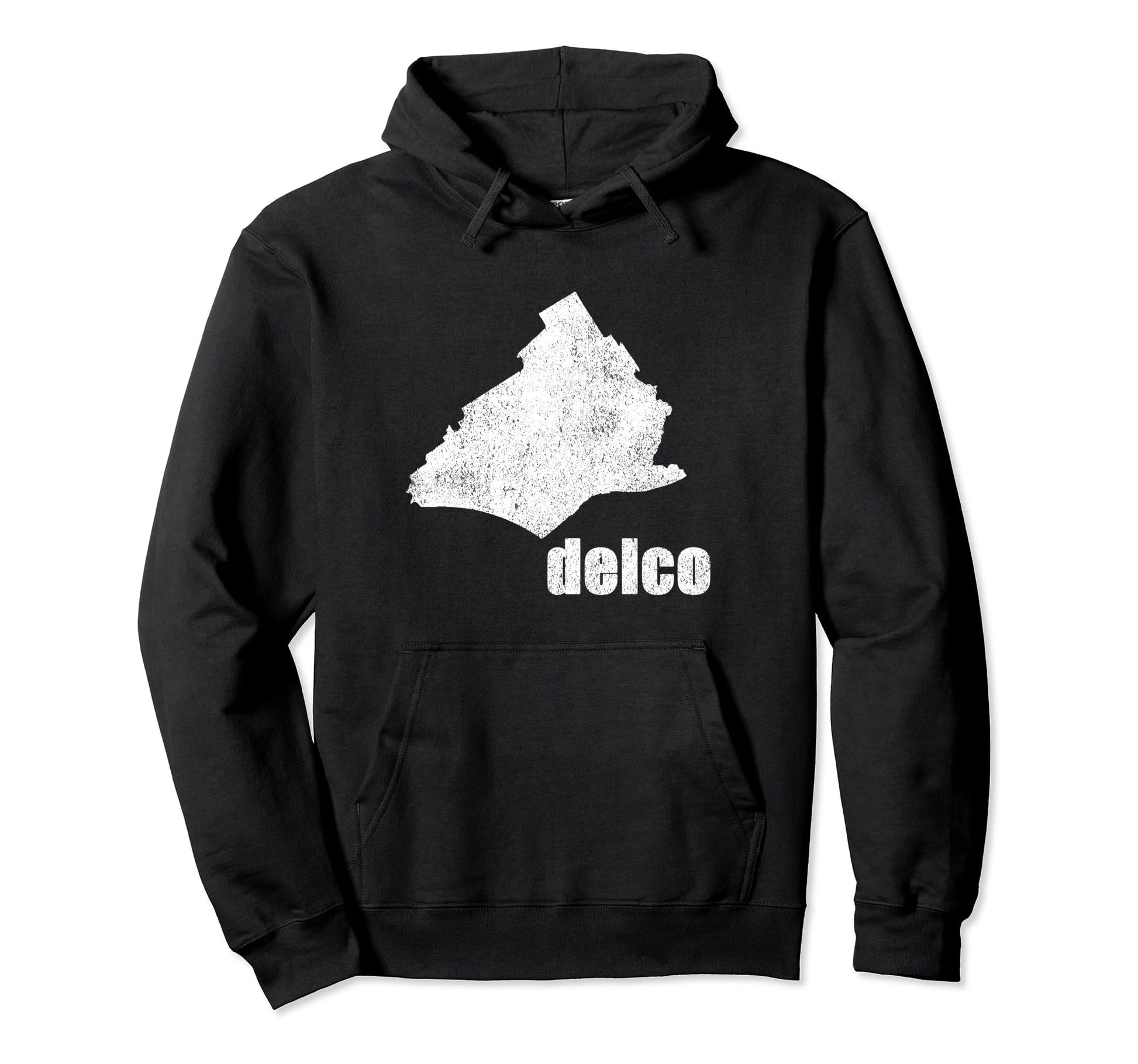 Delaware Country Delco Pa Map Distressed Hoodie - Novelty Apparel Unisex - T-Shirt, Sweatshirt, Hoodie