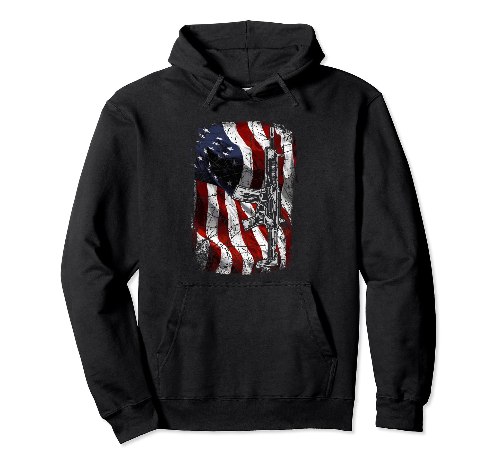 Military Rifle American Flag Soldier Hoodie - Custom Art Print for Adults - T-Shirt, Sweatshirt, Hoodie
