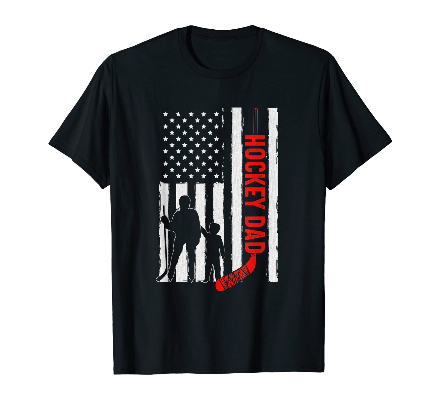 Hockey Dad American Flag Hockey Dad T-Shirt - Trendy Graphic for Adults - T-Shirt, Sweatshirt, Hoodie