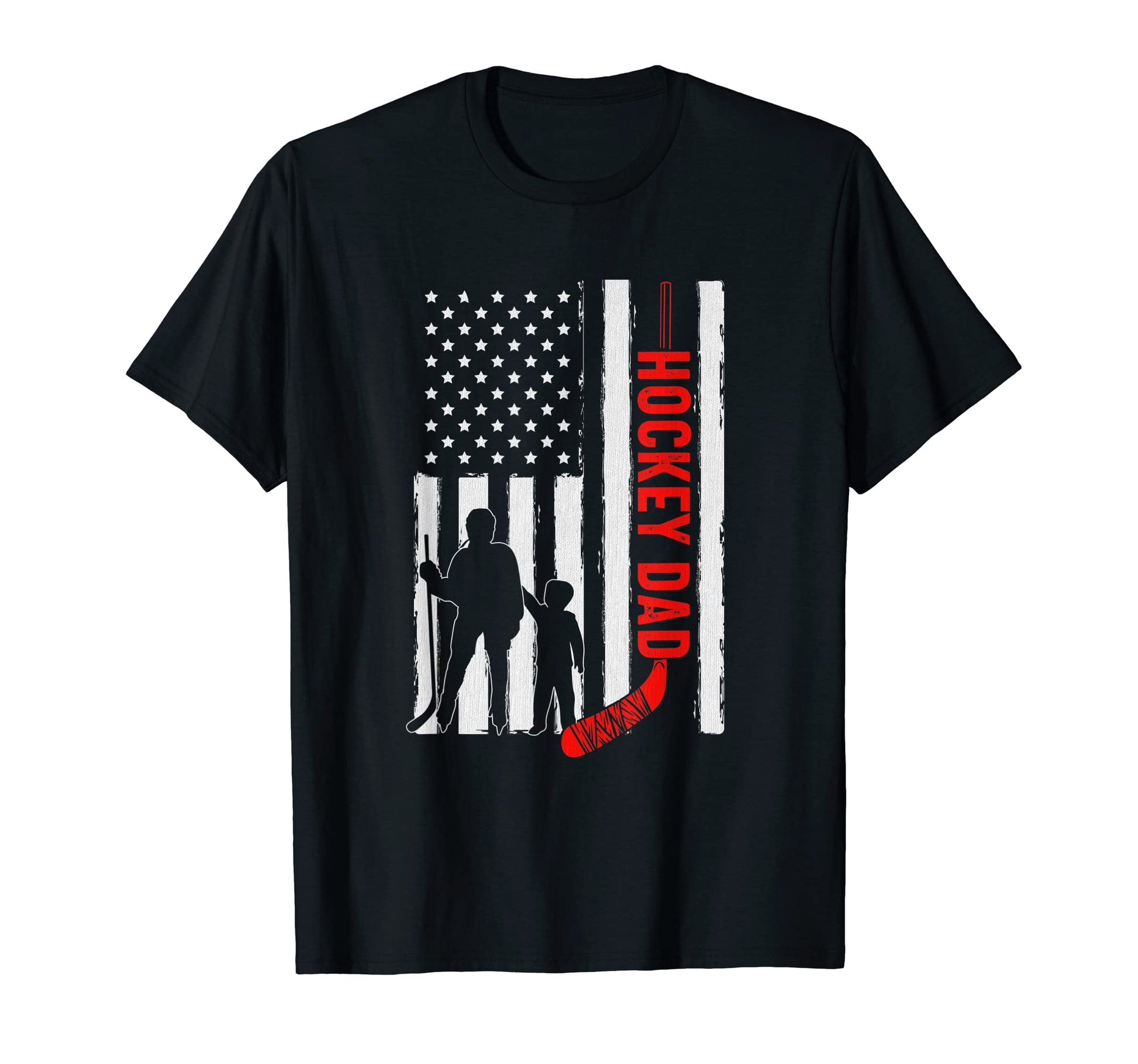 Hockey Dad American Flag Hockey Dad T-Shirt - Trendy Graphic for Adults - T-Shirt, Sweatshirt, Hoodie