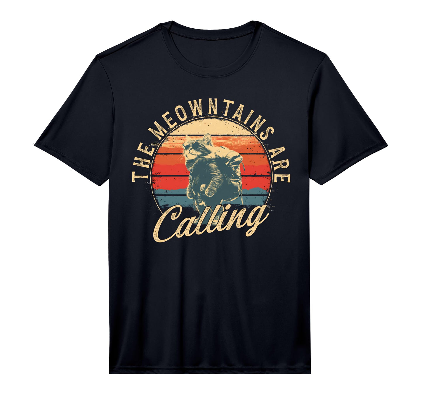 Meowntains Are Calling Hike Funny Hiking T-Shirt - Novelty Apparel Unisex - T-Shirt, Sweatshirt, Hoodie