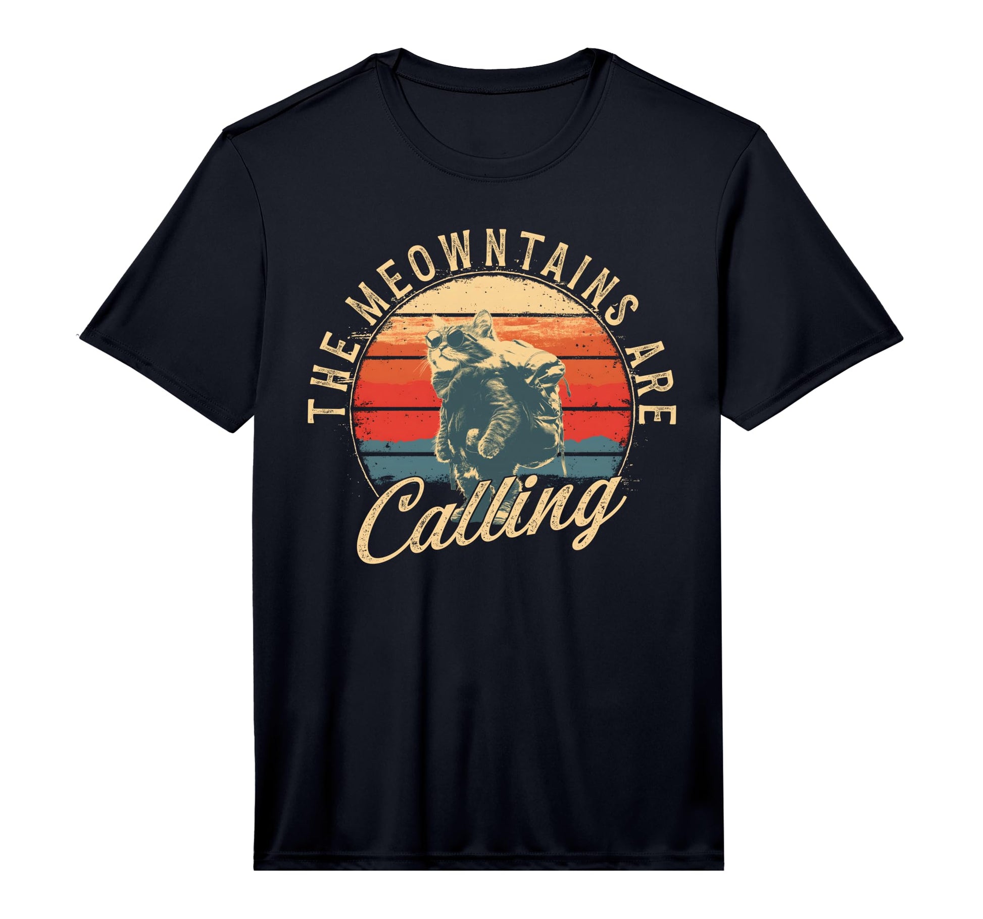 Meowntains Are Calling Hike Funny Hiking T-Shirt - Novelty Apparel Unisex - T-Shirt, Sweatshirt, Hoodie