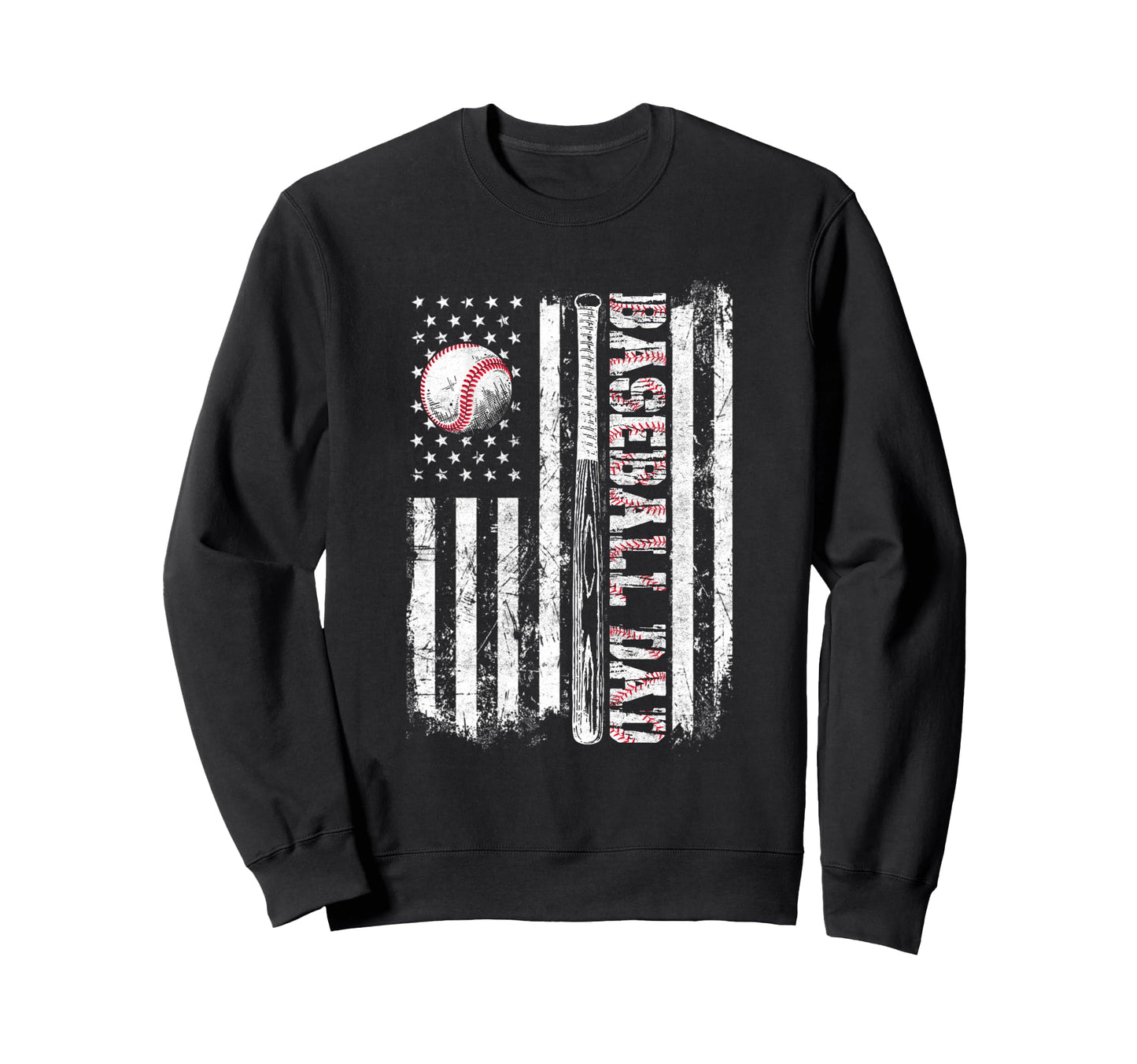 Baseball Dad American Flag Patriotic Sweatshirt - Unique Graphic Men Women - T-Shirt, Sweatshirt, Hoodie