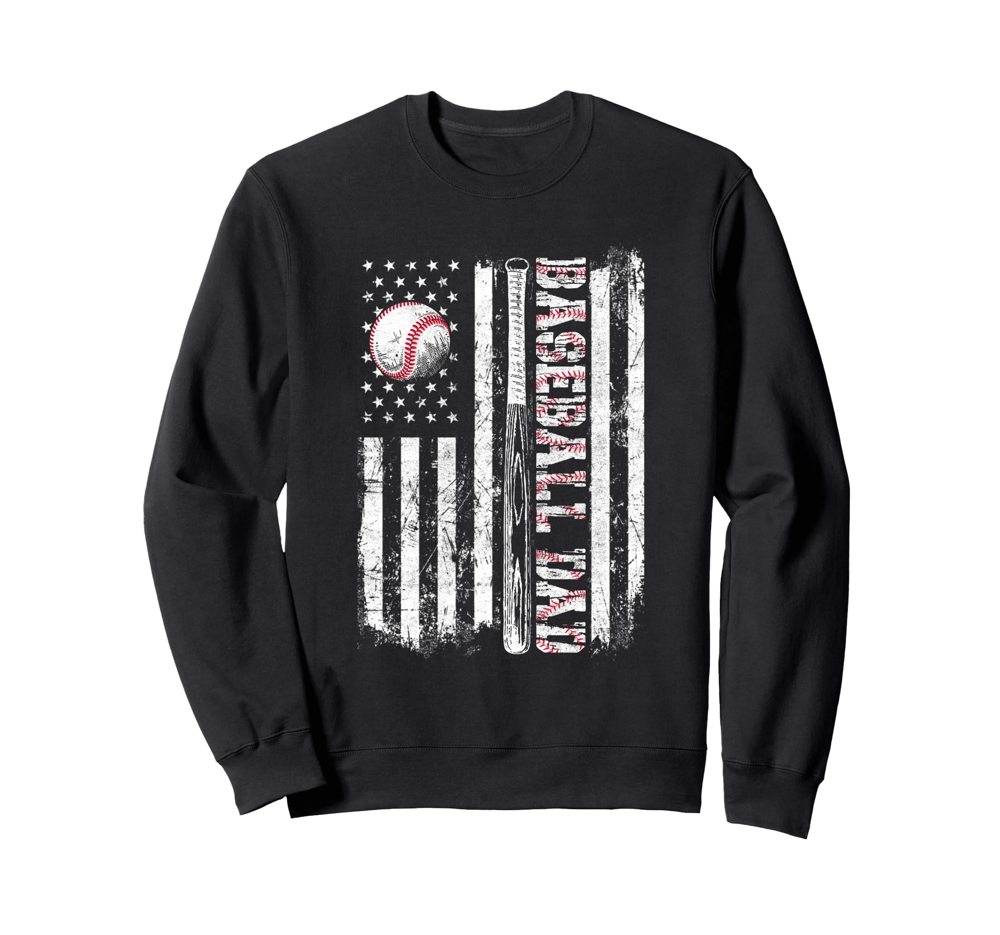 Baseball Dad American Flag Patriotic Sweatshirt - Unique Graphic Men Women - T-Shirt, Sweatshirt, Hoodie