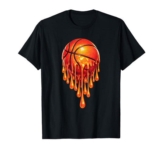 Basketball Drip Vibrant Orange T-Shirt - Custom Art Print for Adults - T-Shirt, Sweatshirt, Hoodie