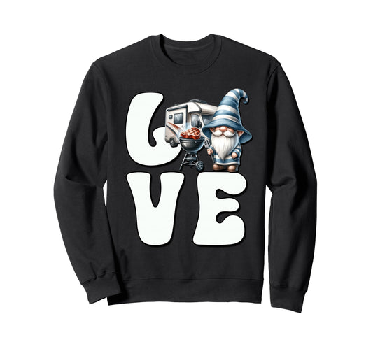 Camping Gnome Love Grilling Sweatshirt - Fun Novelty Design for Adults - T-Shirt, Sweatshirt, Hoodie