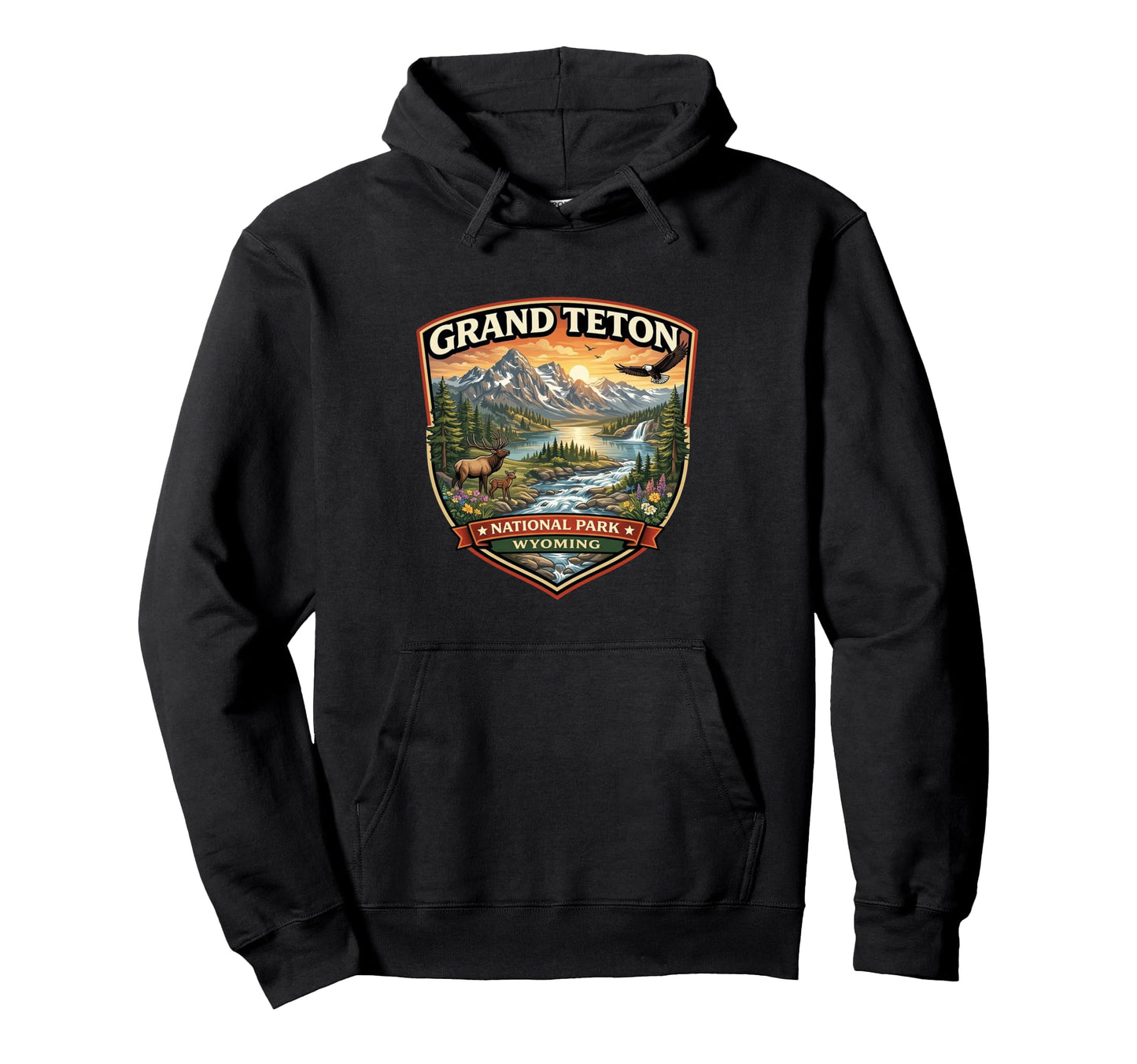 Grand Teton National Park Wyoming Wildlife Hoodie - Trendy Graphic Unisex - T-Shirt, Sweatshirt, Hoodie