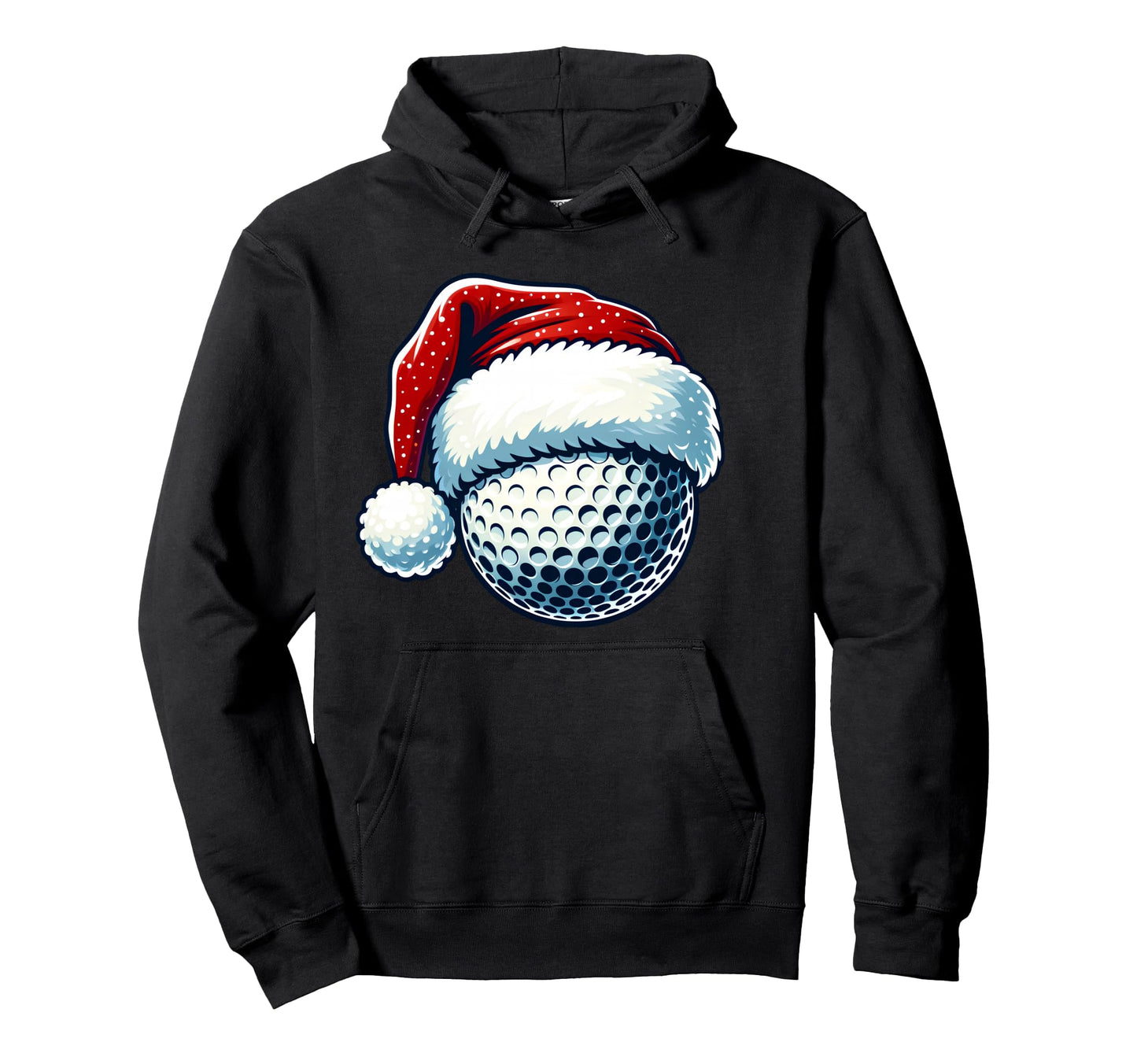 Golf Ball Wearing Santa Hat Golfing Golfer Hoodie - Unique Graphic Unisex - T-Shirt, Sweatshirt, Hoodie