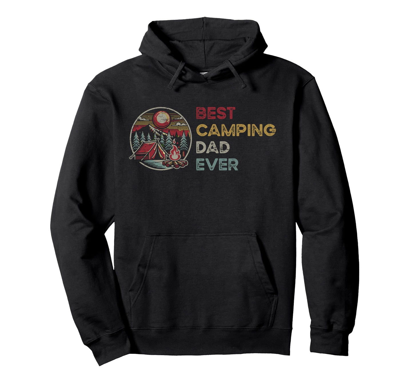 Best Camping Dad Ever Tent Campfire Moon Hoodie - Trendy Graphic for Adults - T-Shirt, Sweatshirt, Hoodie