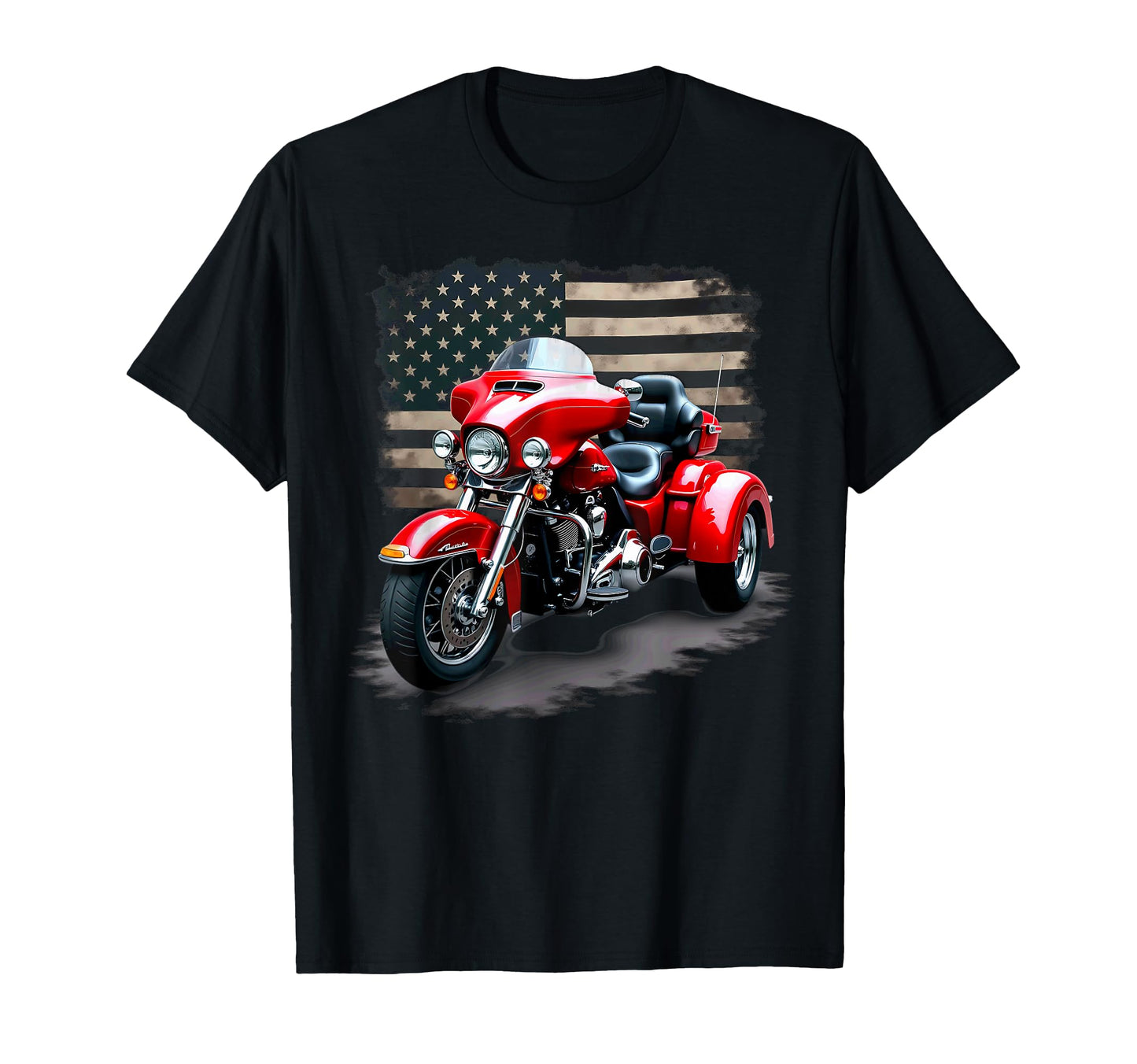 Patriotic Us Flag Motorcycle Trike T-Shirt - Fun Novelty Design Men Women - T-Shirt, Sweatshirt, Hoodie