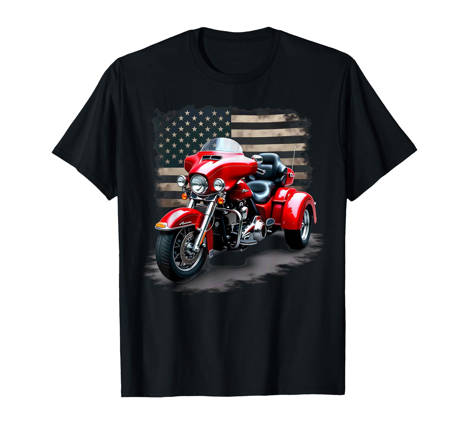 Patriotic Us Flag Motorcycle Trike T-Shirt - Fun Novelty Design Men Women - T-Shirt, Sweatshirt, Hoodie