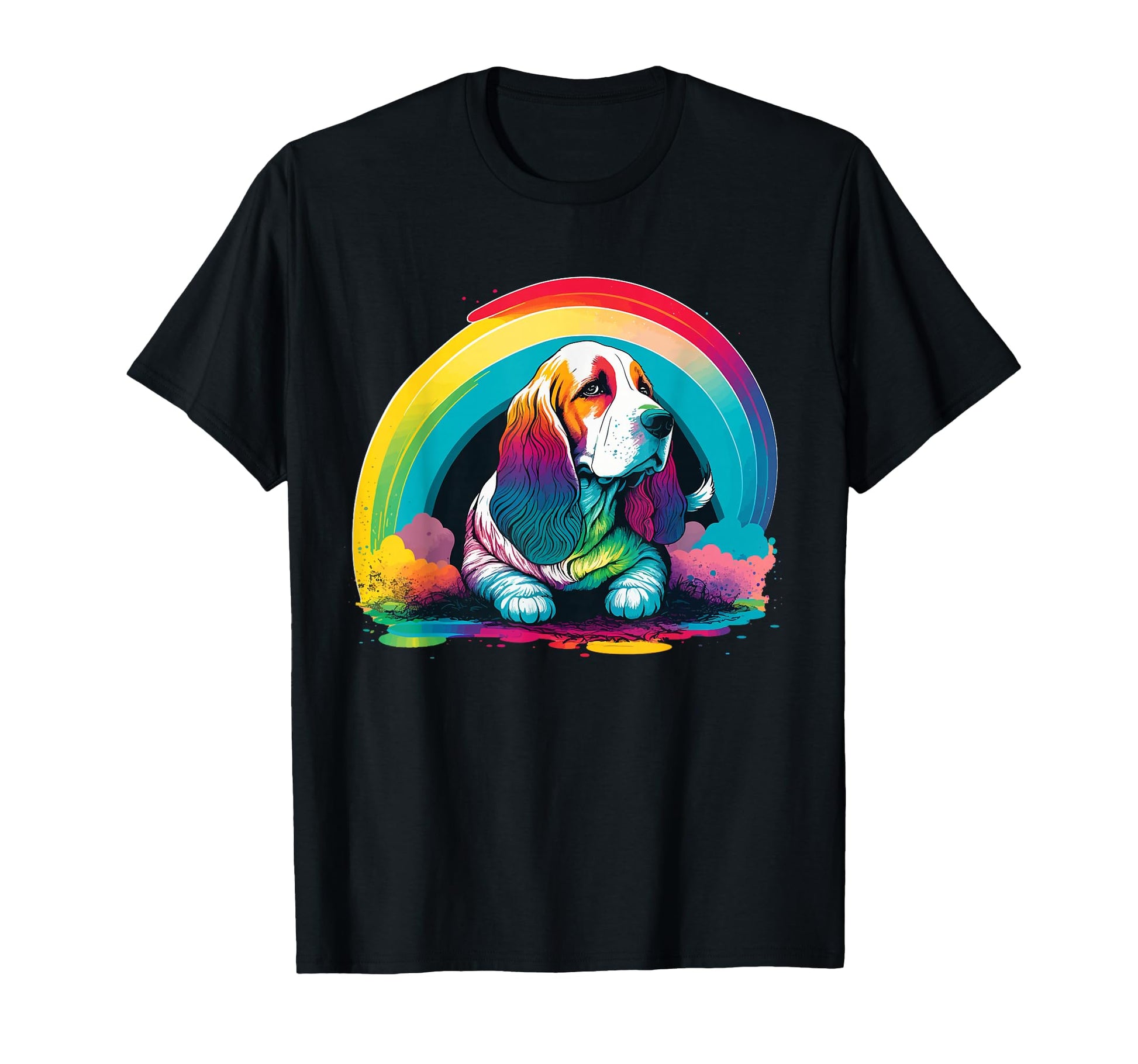 Basset Hound Colorful Pop Art Splash T-Shirt - Unique Graphic for Adults - T-Shirt, Sweatshirt, Hoodie