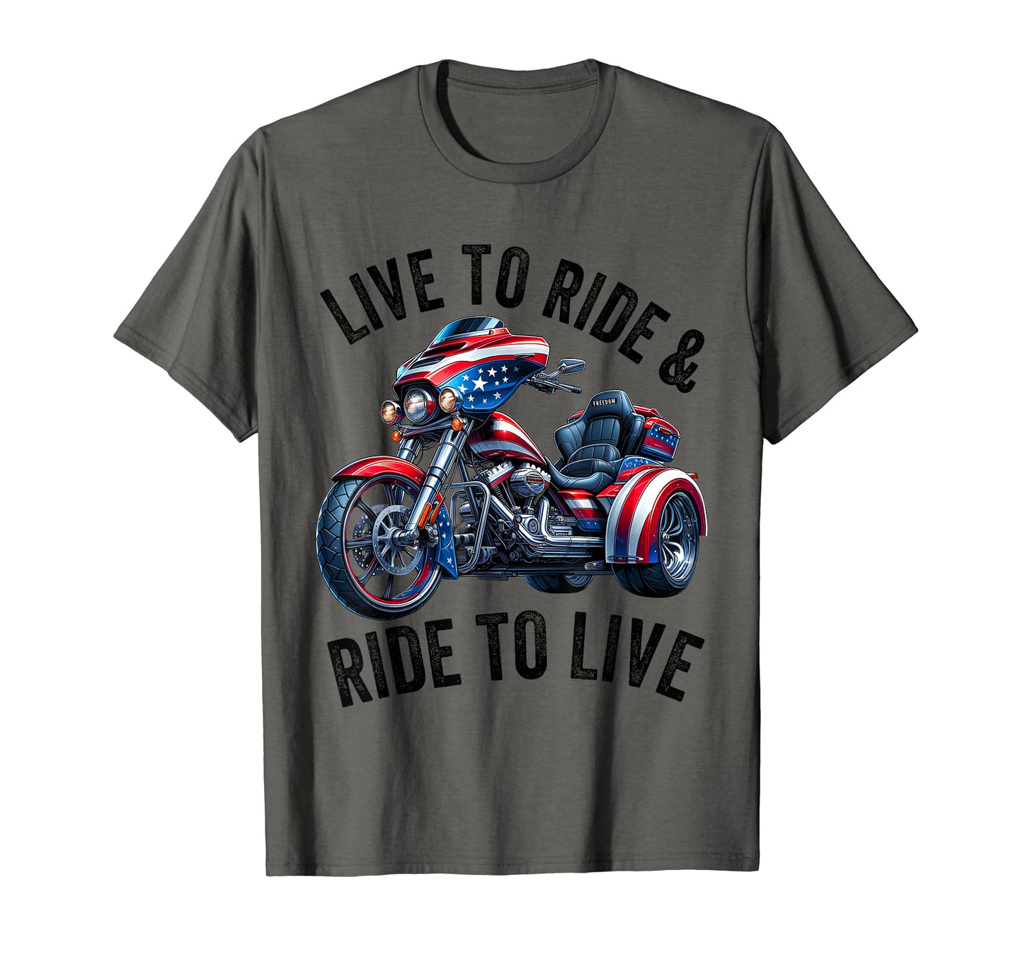 Usa Trike Motorcycle Patriotic American T-Shirt - Graphic Print Unisex - T-Shirt, Sweatshirt, Hoodie