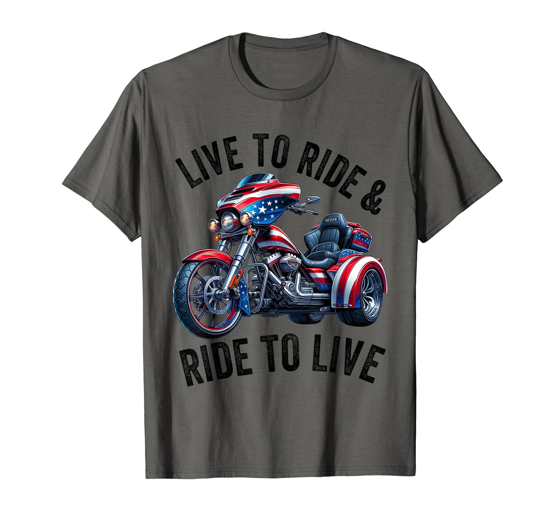 Usa Trike Motorcycle Patriotic American T-Shirt - Graphic Print Unisex - T-Shirt, Sweatshirt, Hoodie