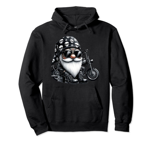 Biker Dad Gnome Black Skull Hoodie - Casual Everyday Wear for Adults - T-Shirt, Sweatshirt, Hoodie