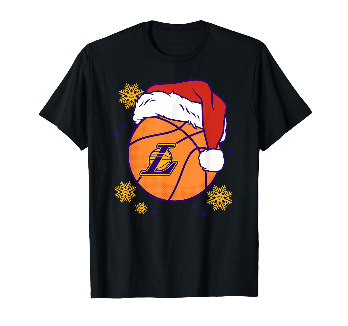 Nba Los Angeles Lakers Santa Hat Ball T-Shirt - Minimalist Print for Adults - T-Shirt, Sweatshirt, Hoodie