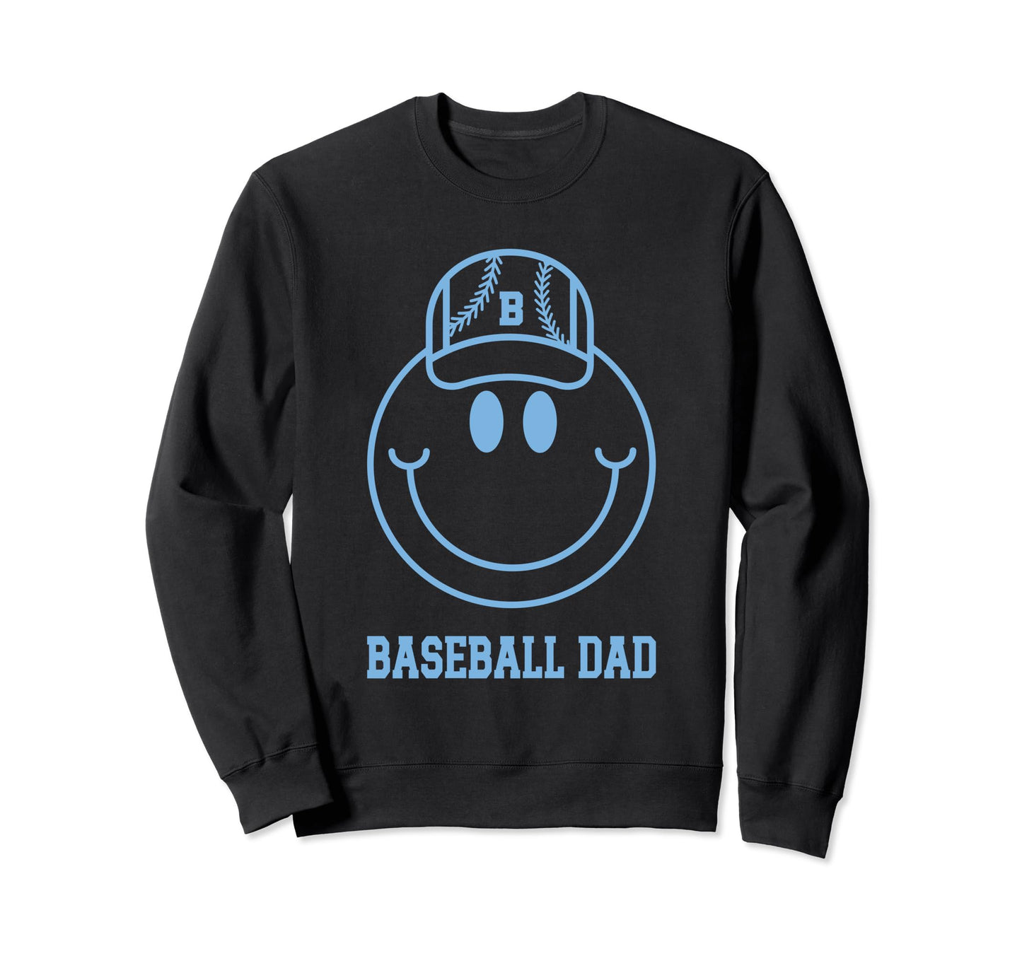 Baseball Dad Smile Face Varsity Sweatshirt - Unique Graphic Men Women - T-Shirt, Sweatshirt, Hoodie