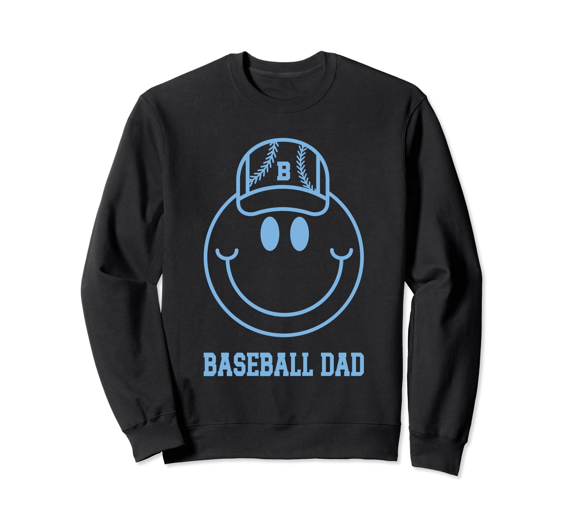 Baseball Dad Smile Face Varsity Sweatshirt - Unique Graphic Men Women - T-Shirt, Sweatshirt, Hoodie
