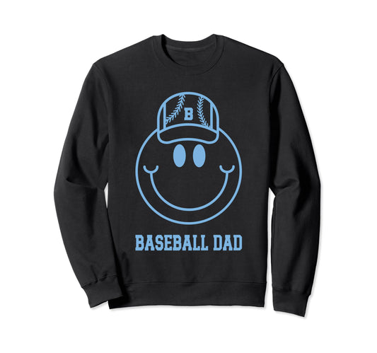 Baseball Dad Smile Face Varsity Sweatshirt - Unique Graphic Men Women - T-Shirt, Sweatshirt, Hoodie