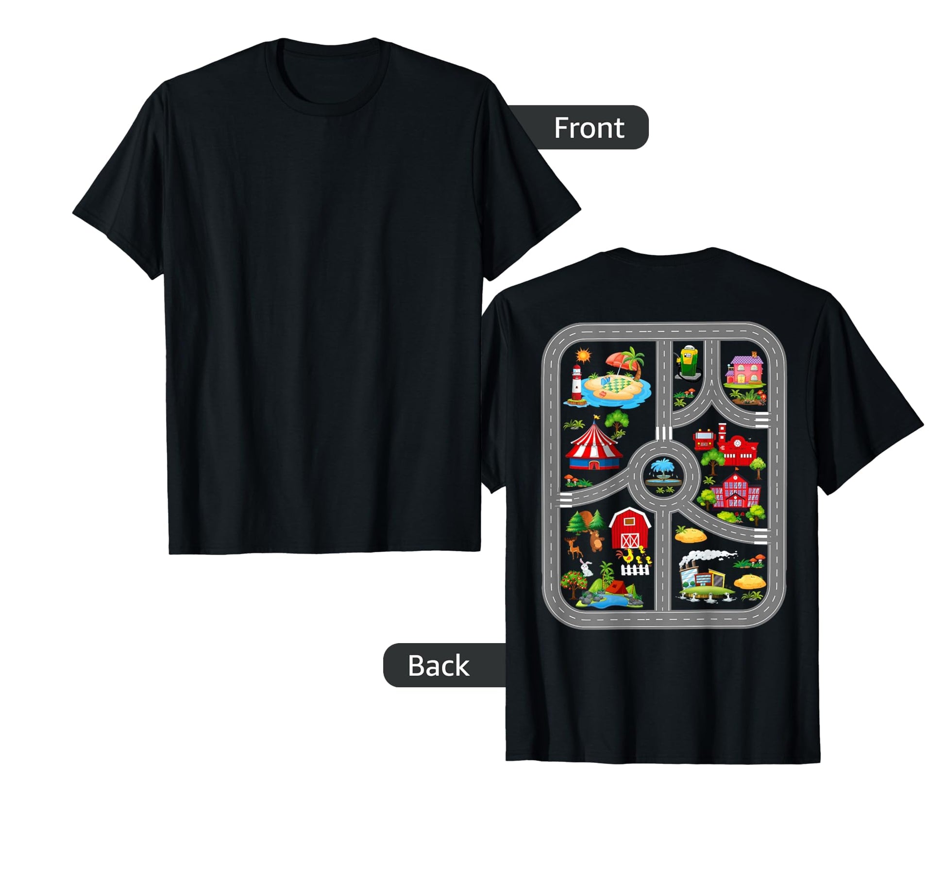 Play Cars Dads Back Mat Road Car Race Track T-Shirt - Unique Graphic Unisex - T-Shirt, Sweatshirt, Hoodie