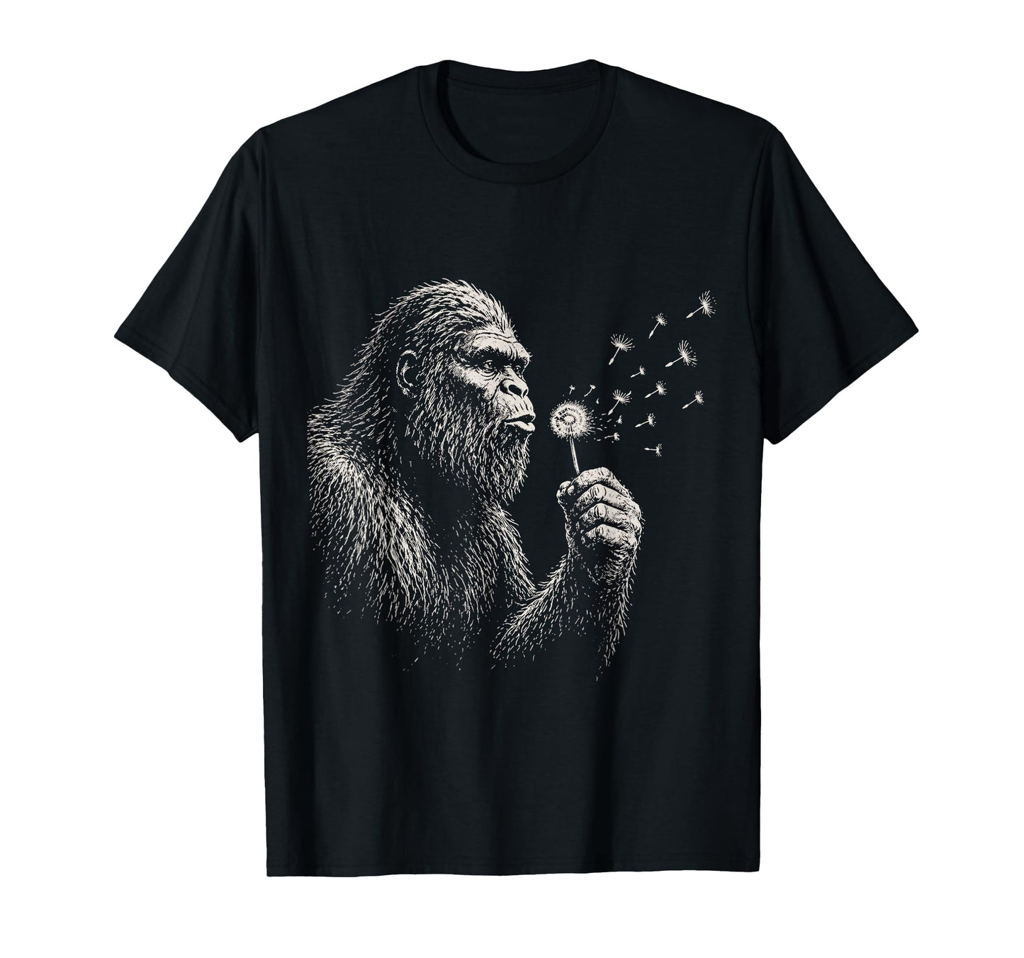 Bigfoot Blowing Dandelion Funny Nature T-Shirt - Novelty Apparel Men Women - T-Shirt, Sweatshirt, Hoodie