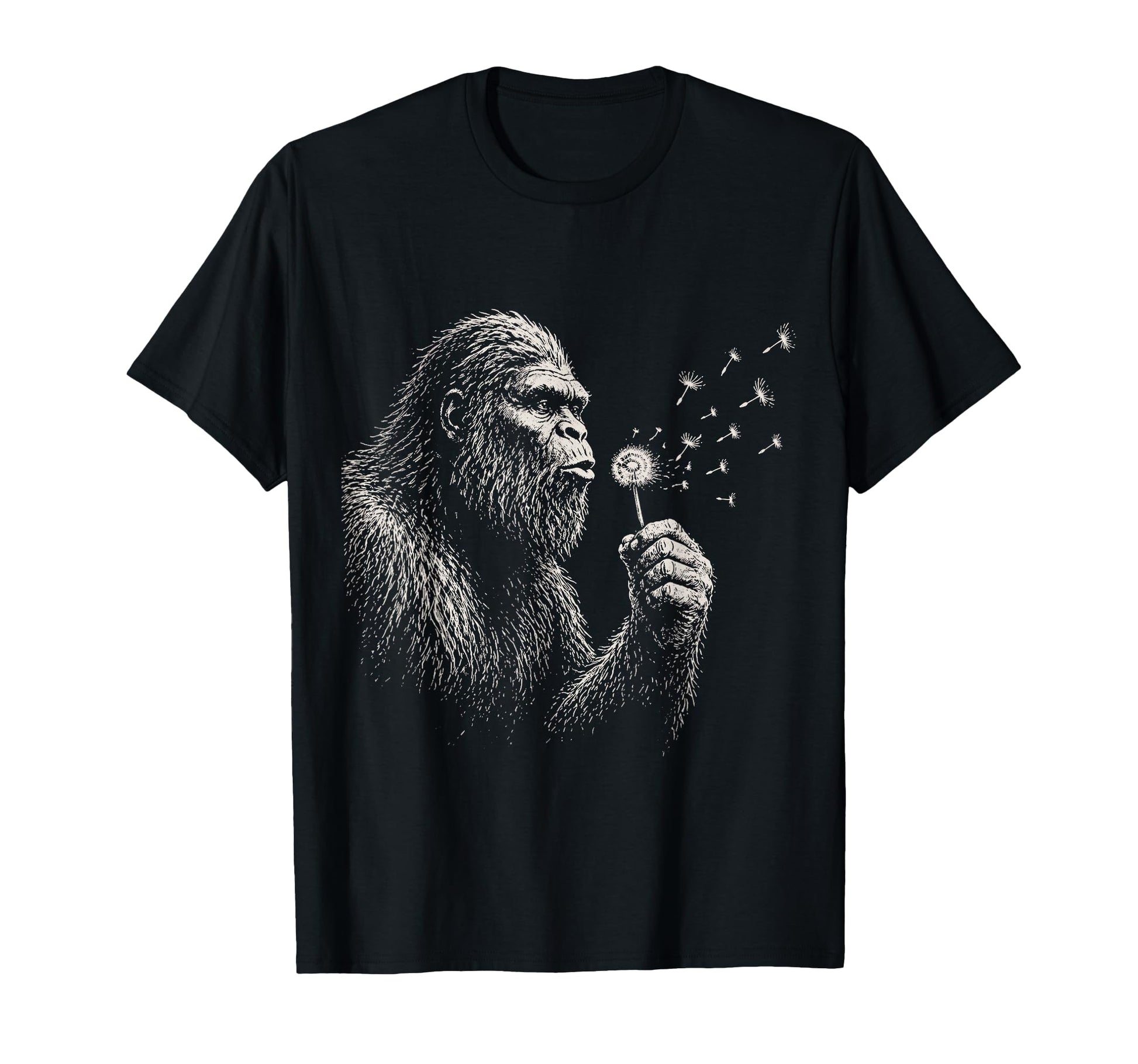 Bigfoot Blowing Dandelion Funny Nature T-Shirt - Novelty Apparel Men Women - T-Shirt, Sweatshirt, Hoodie