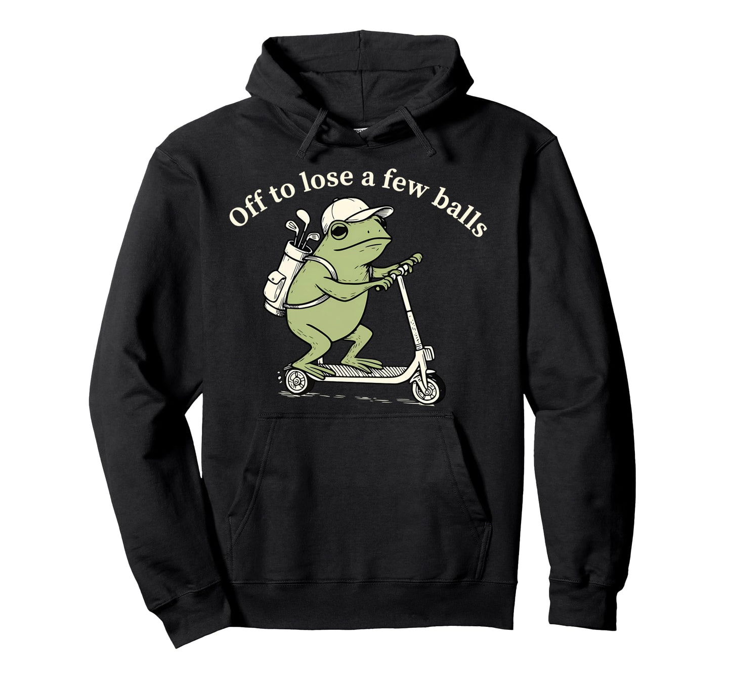 Off To Lose Few Balls Funny Frog Scooter Hoodie - Aesthetic Graphic Unisex - T-Shirt, Sweatshirt, Hoodie