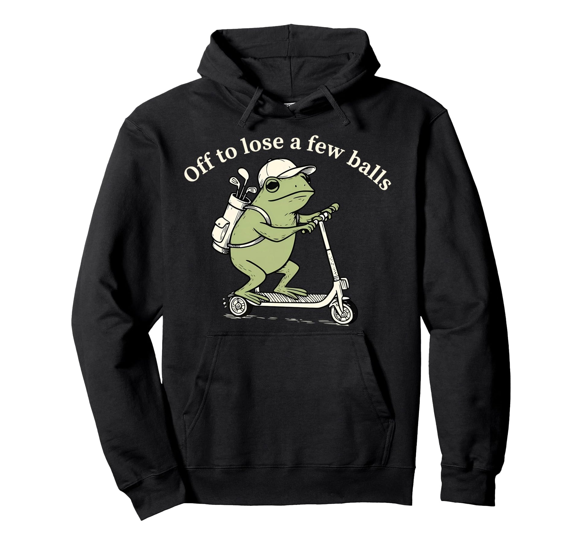 Off To Lose Few Balls Funny Frog Scooter Hoodie - Aesthetic Graphic Unisex - T-Shirt, Sweatshirt, Hoodie