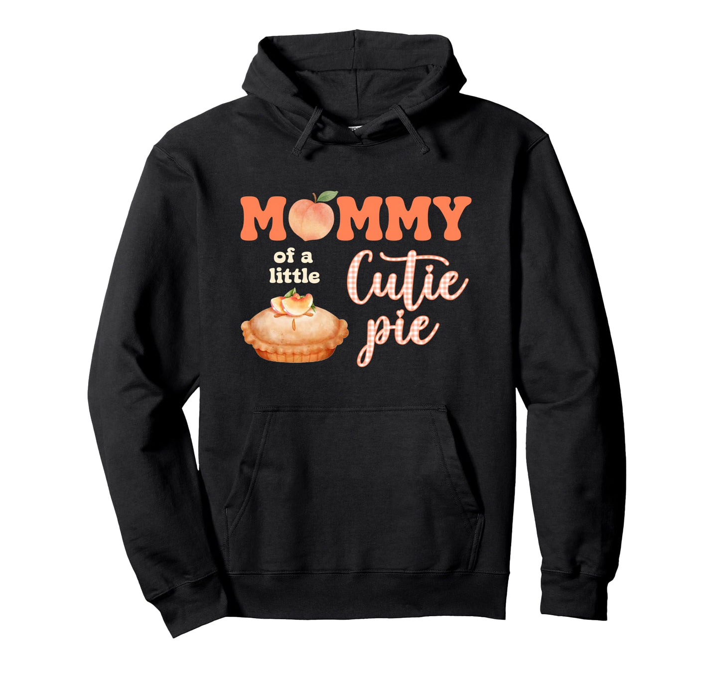 Mommy Little Cutie Peach Pie Bow Birthday Hoodie - Graphic Print Unisex - T-Shirt, Sweatshirt, Hoodie